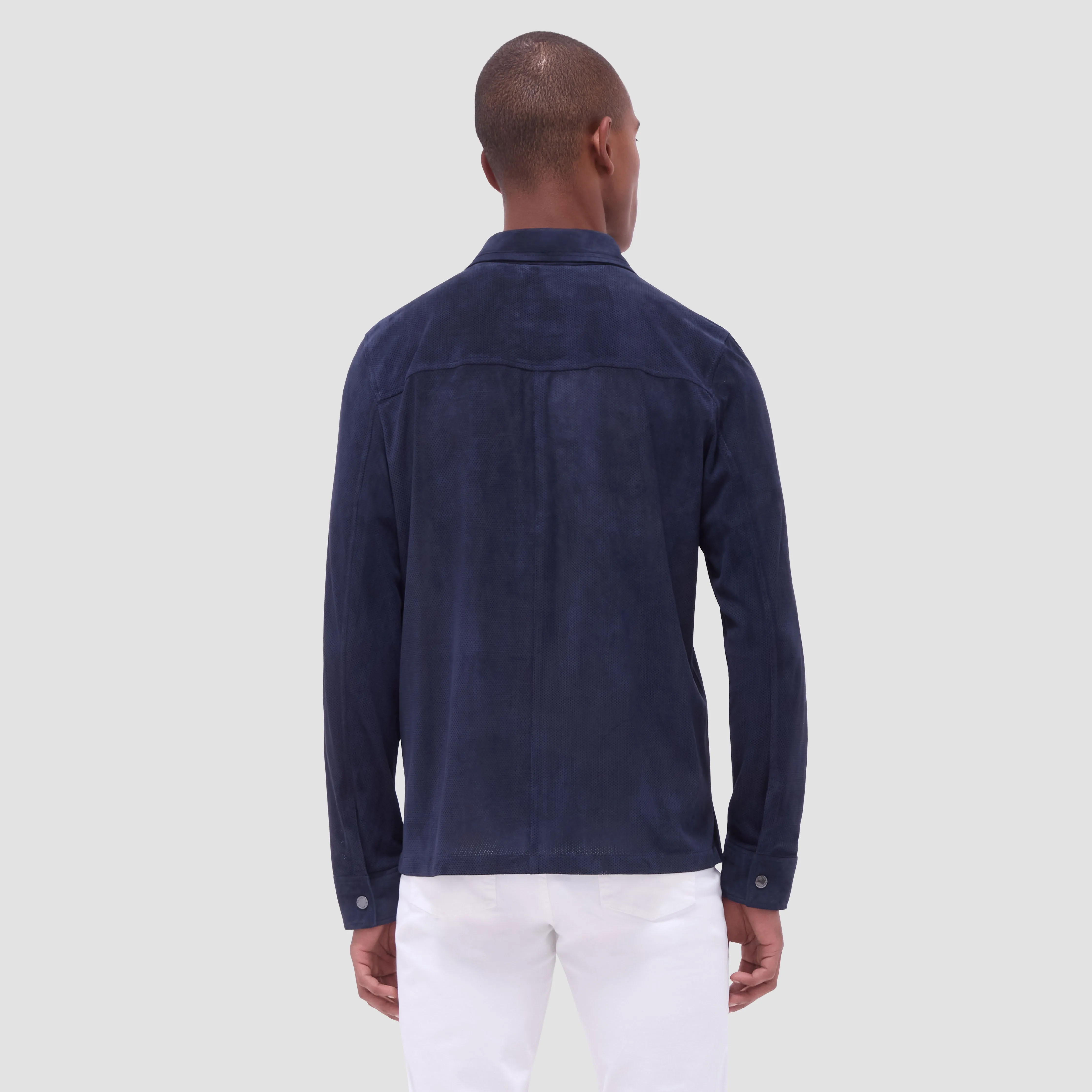 Perforated Suede Shirt Jacket sold by Bugatchi product image thumbnail 4
