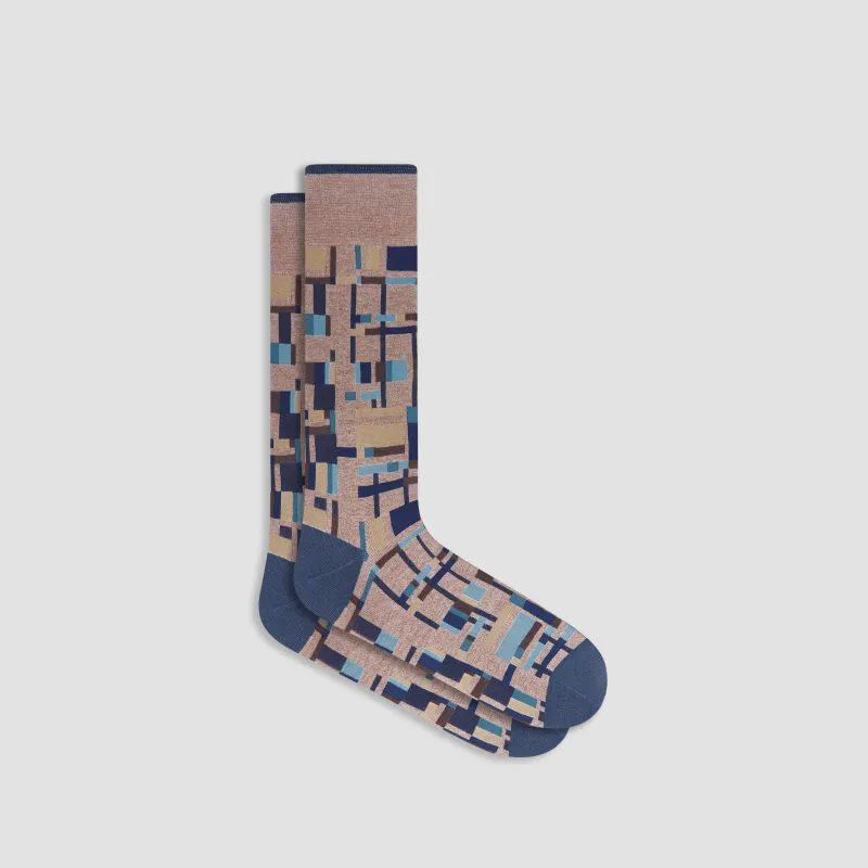 Geometric Mid-Calf Sock sold by Bugatchi