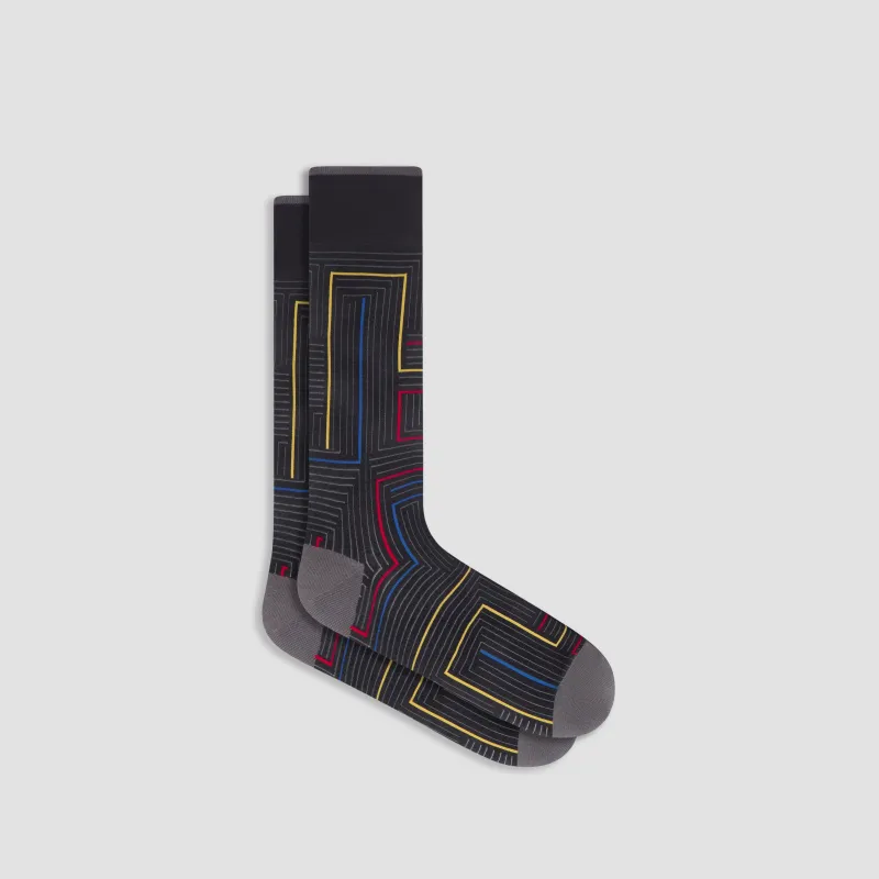 Geometric Mid-Calf Socks sold by Bugatchi