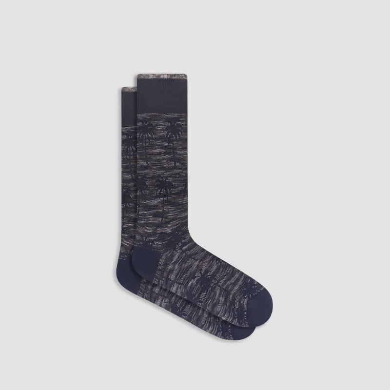 Palm Tree Melange Mid-Calf Socks sold by Bugatchi