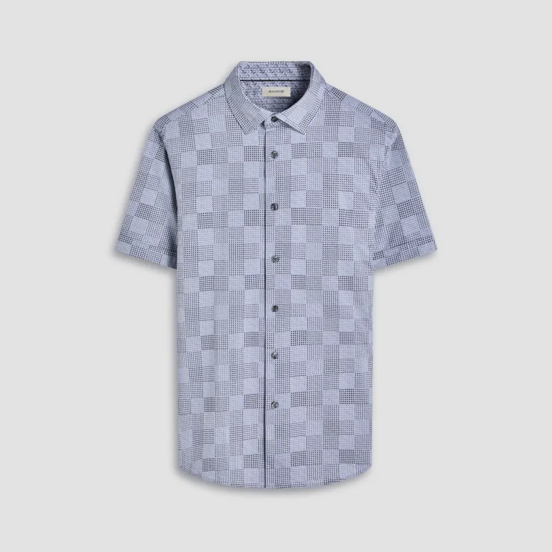 Myron Double-Sided Geometric & Chevron OoohCotton Short-Sleeve Shirt sold by Bugatchi