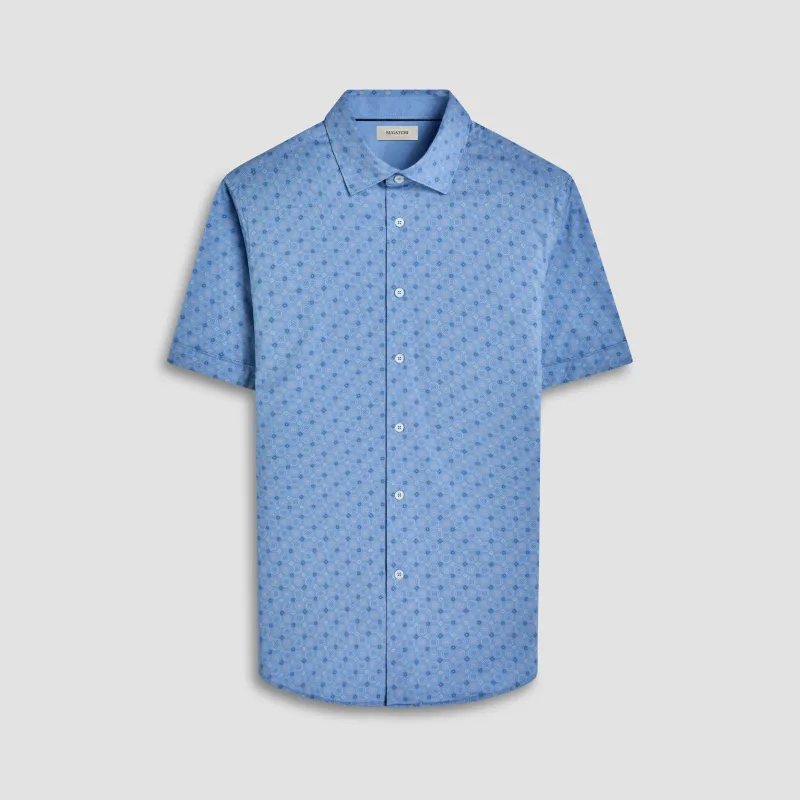 Myron Double-Sided Medallion & Solid OoohCotton Short-Sleeve Shirt sold by Bugatchi