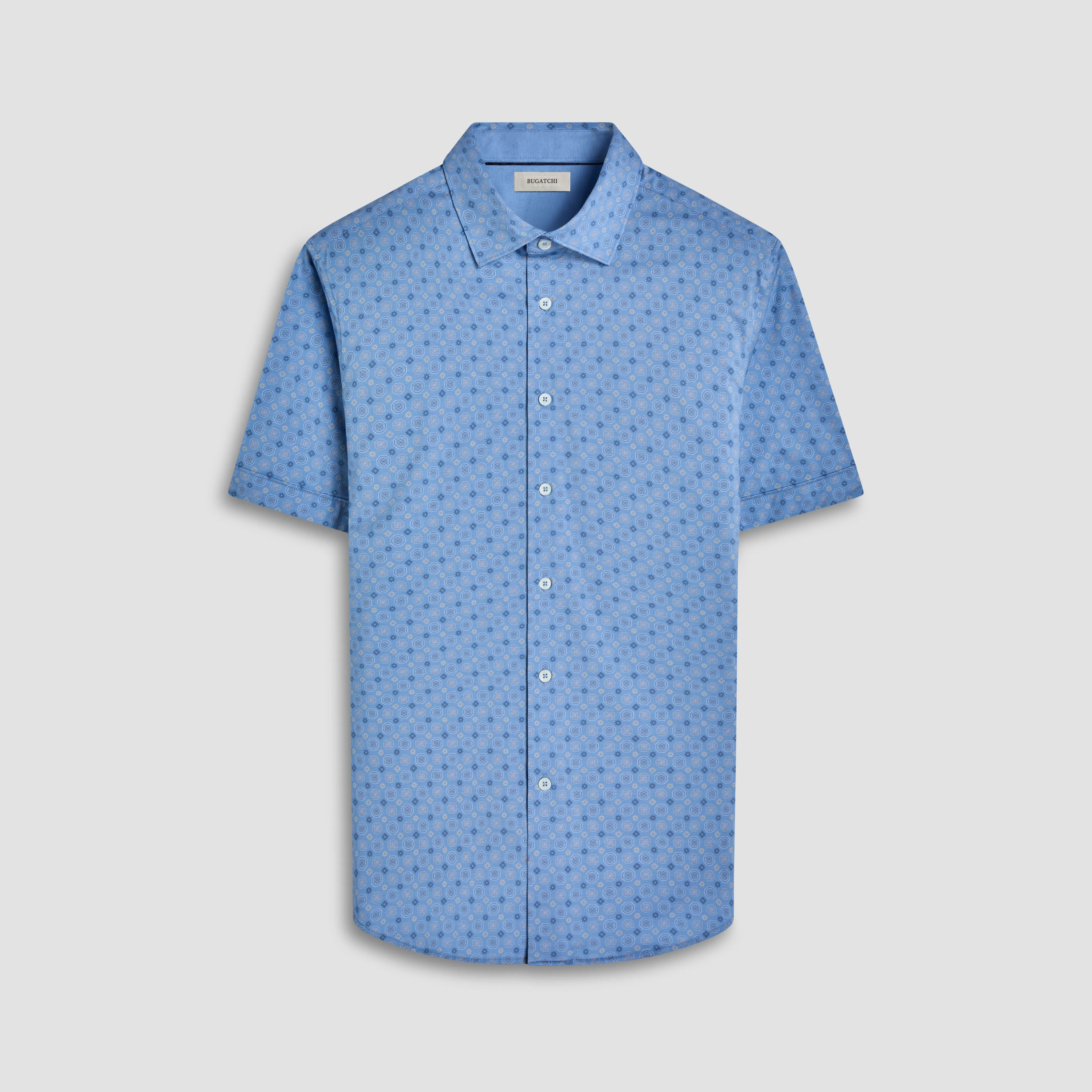 Myron Double-Sided Medallion & Solid OoohCotton Short-Sleeve Shirt sold by Bugatchi