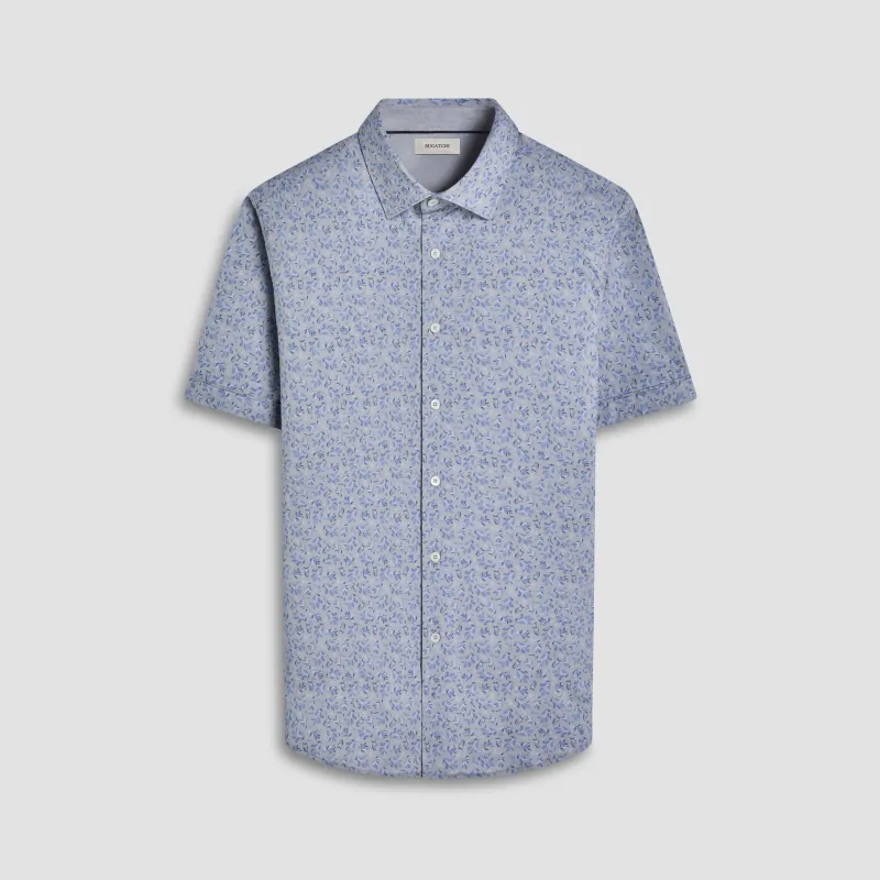 Myron Double-Sided Leaf & Solid OoohCotton Short-Sleeve Shirt sold by Bugatchi
