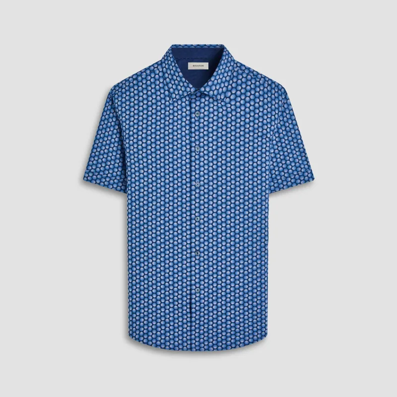 Myron Double-Sided Geometric & Solid OoohCotton Short-Sleeve Shirt sold by Bugatchi