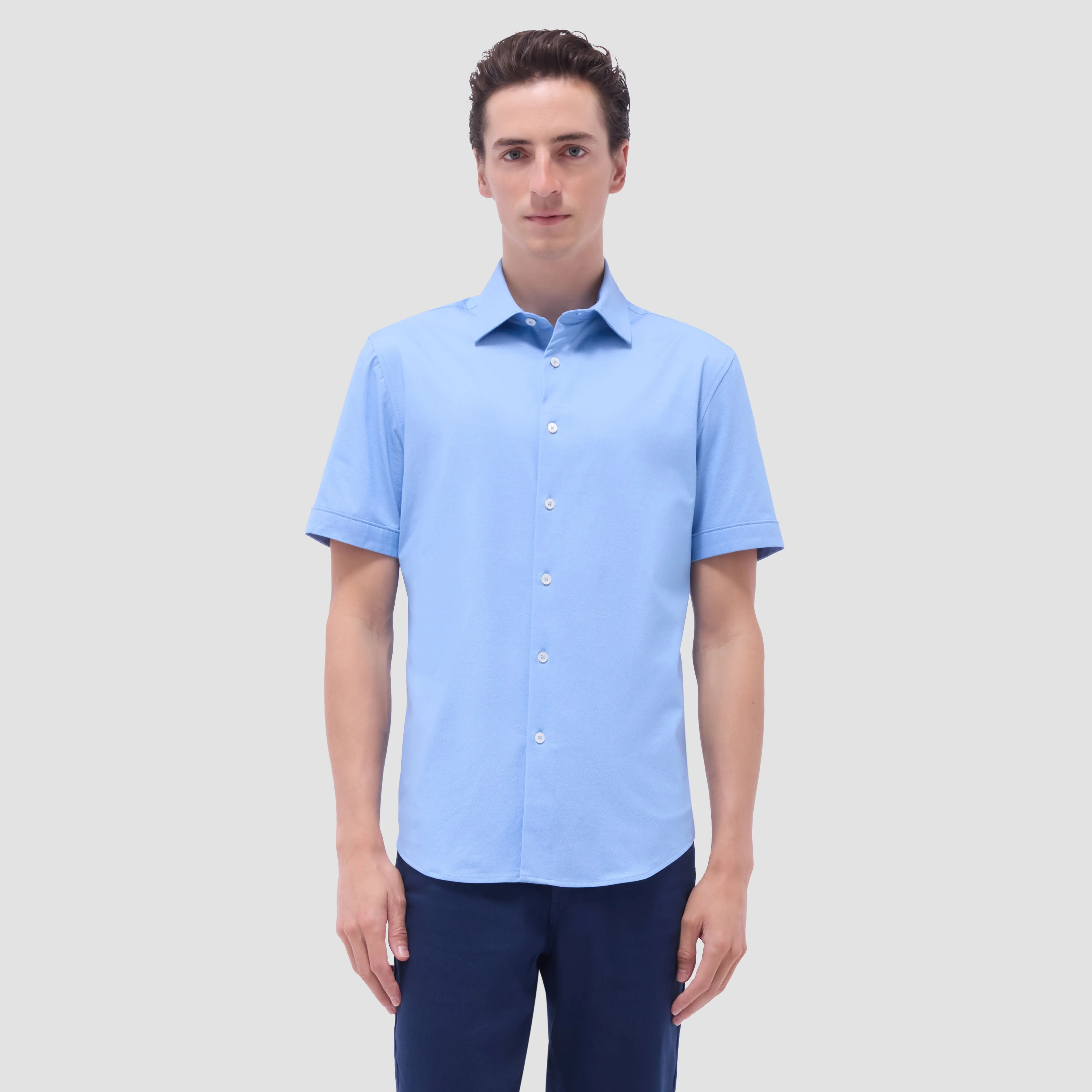 Myron Double-Sided Herringbone & Solid OoohCotton Short-Sleeve Shirt sold by Bugatchi product image thumbnail 2