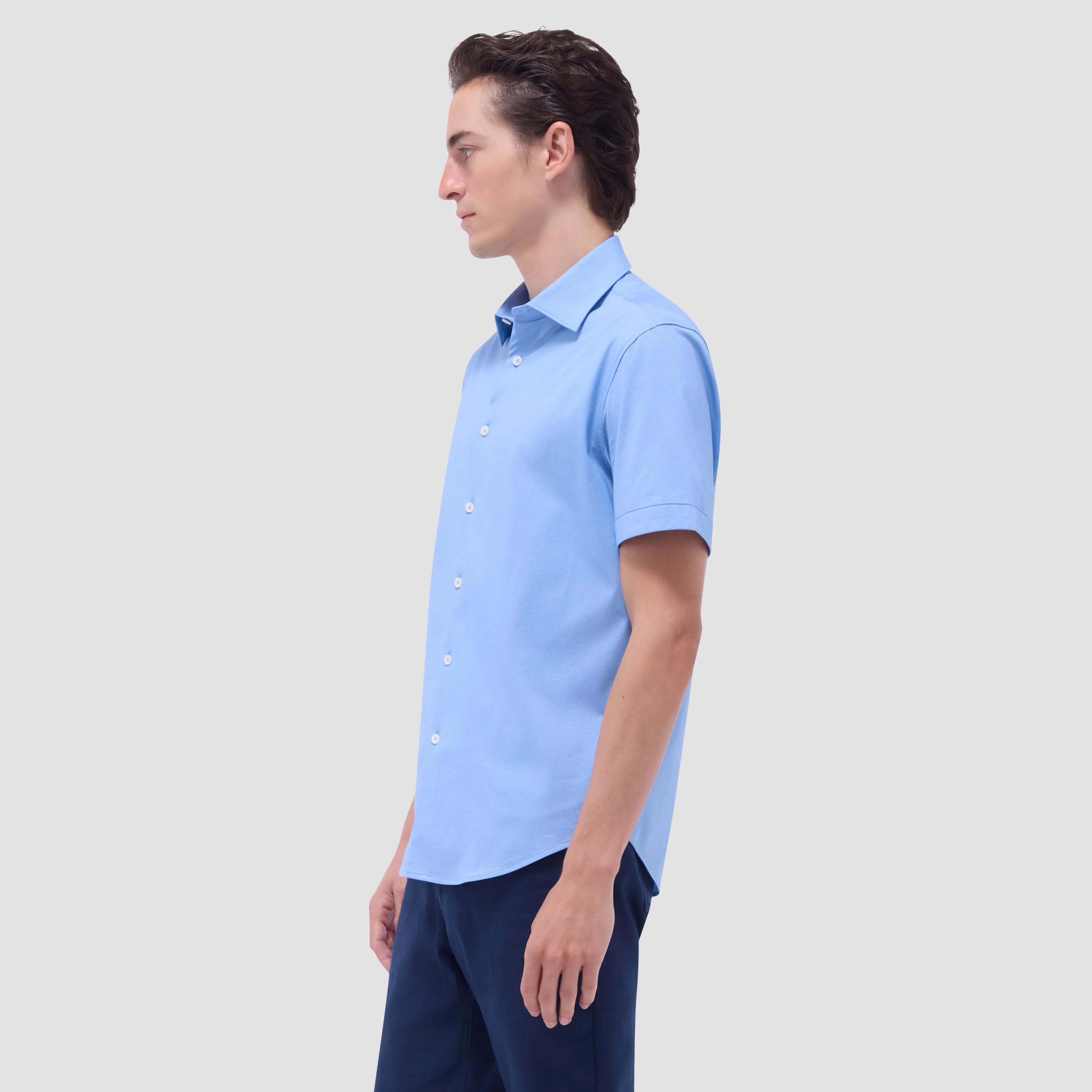 Myron Double-Sided Herringbone & Solid OoohCotton Short-Sleeve Shirt sold by Bugatchi product image thumbnail 3