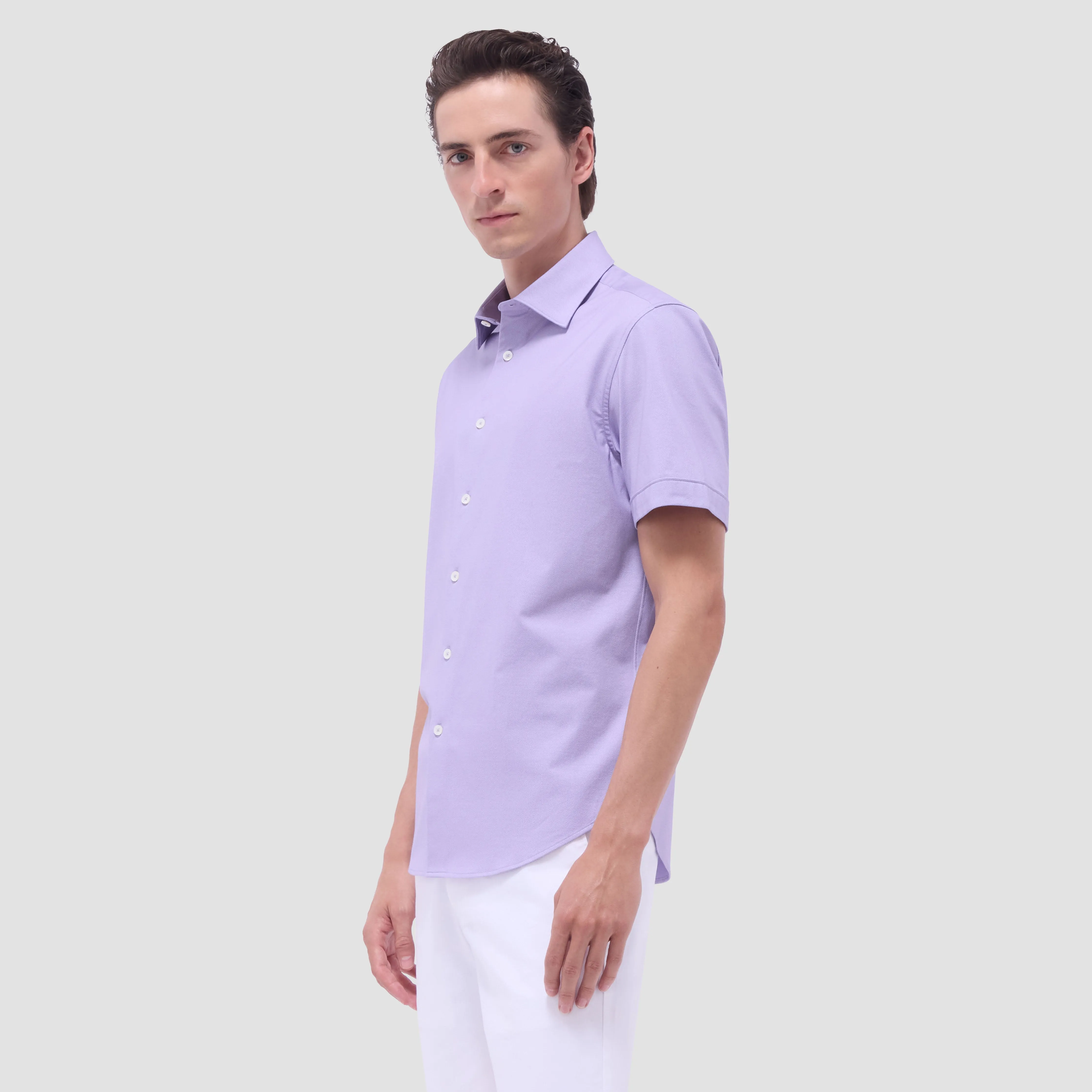 Myron Double-Sided Herringbone & Solid OoohCotton Short-Sleeve Shirt sold by Bugatchi product image thumbnail 3