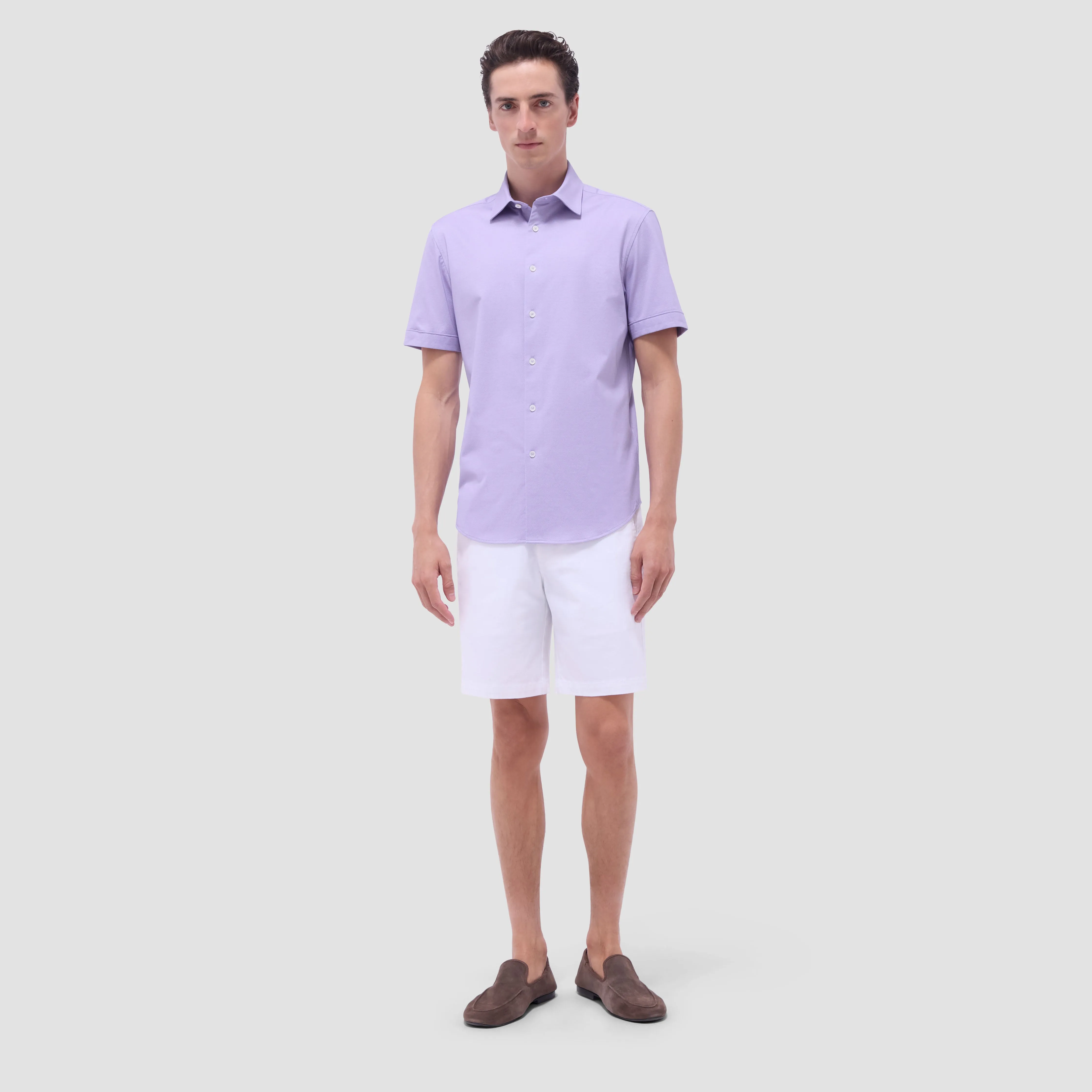 Myron Double-Sided Herringbone & Solid OoohCotton Short-Sleeve Shirt sold by Bugatchi product image thumbnail 5