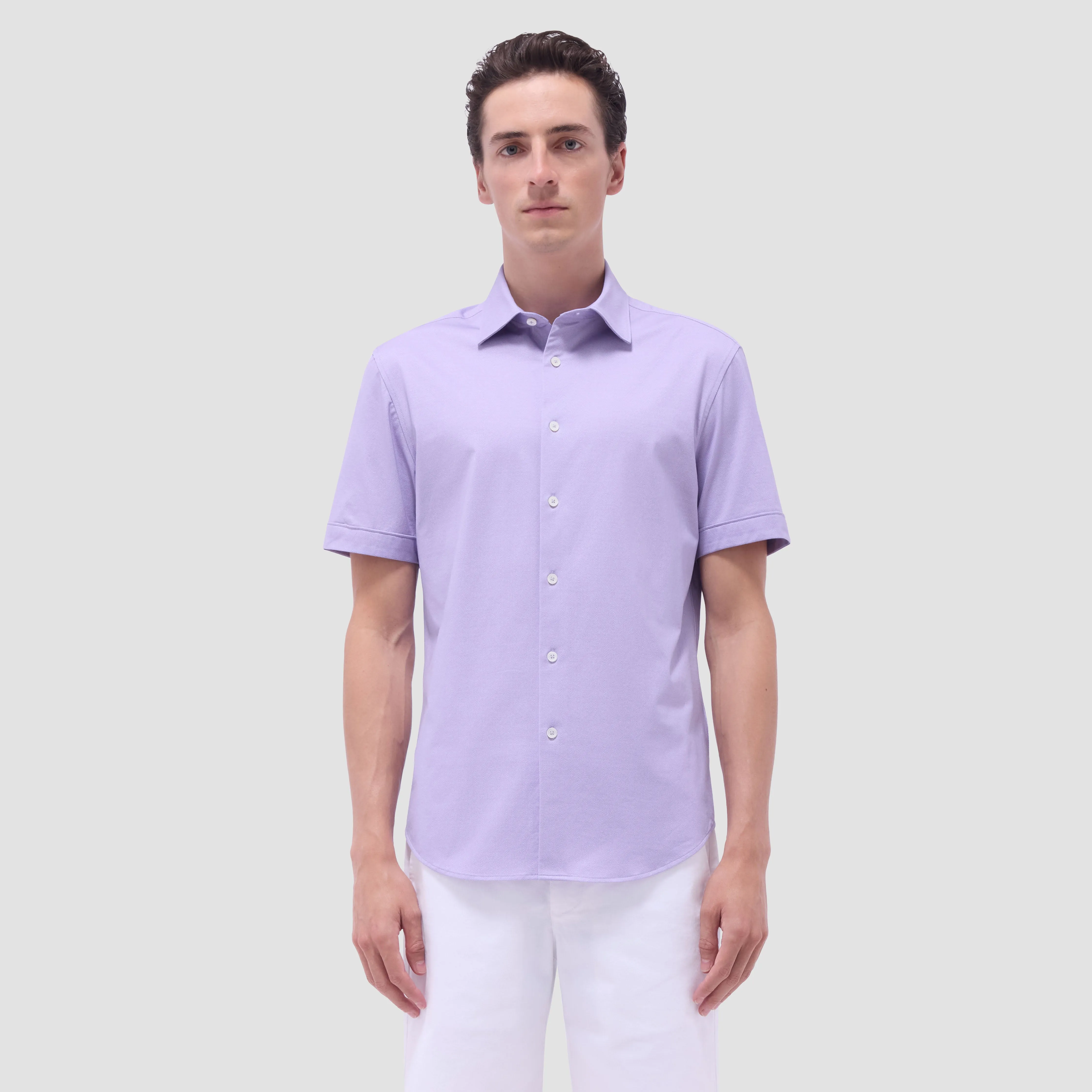 Myron Double-Sided Herringbone & Solid OoohCotton Short-Sleeve Shirt sold by Bugatchi product image thumbnail 2