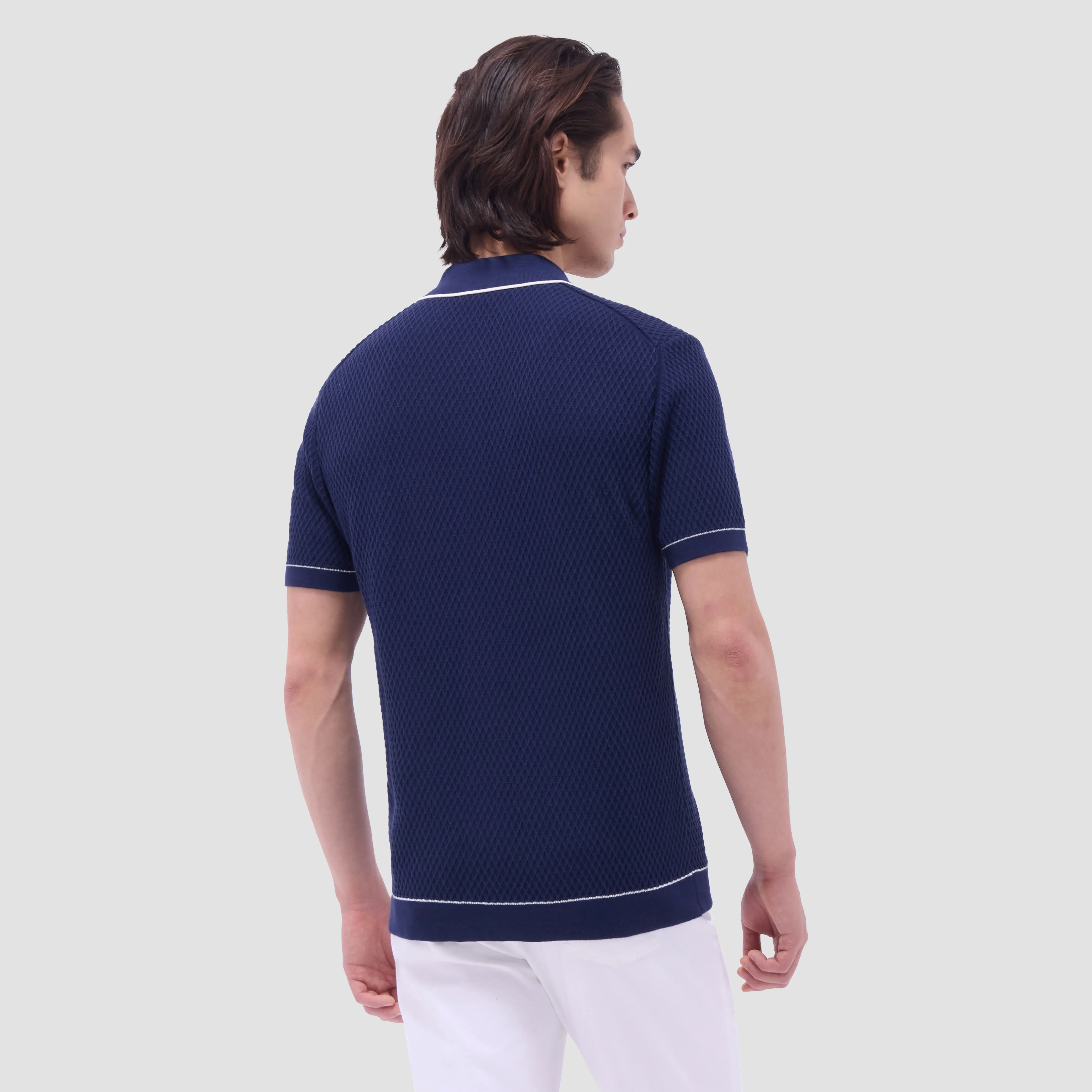 Textured Geometric Short-Sleeve Knit Shirt sold by Bugatchi product image thumbnail 4