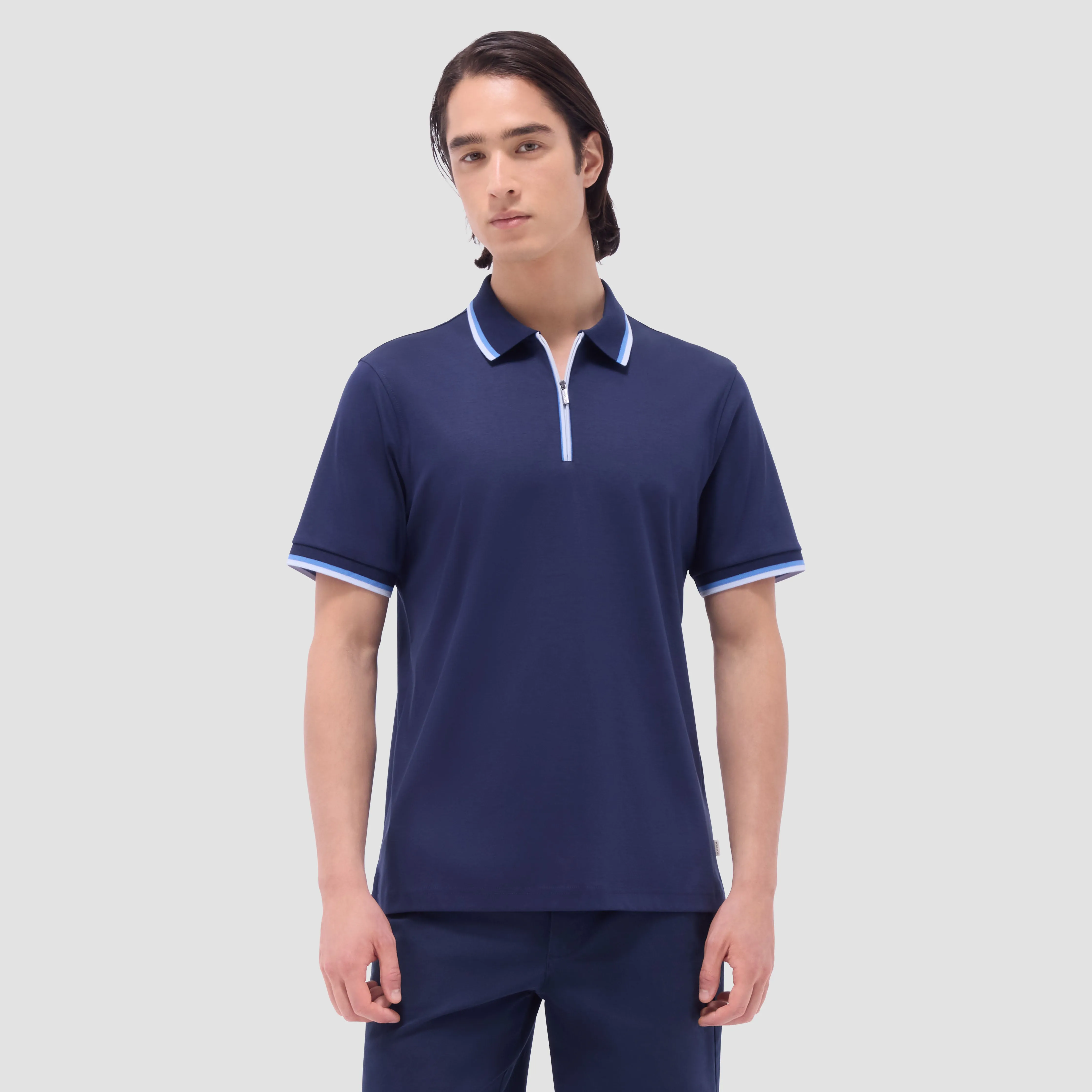 Solid Quarter-Zip Polo Shirt sold by Bugatchi product image thumbnail 2