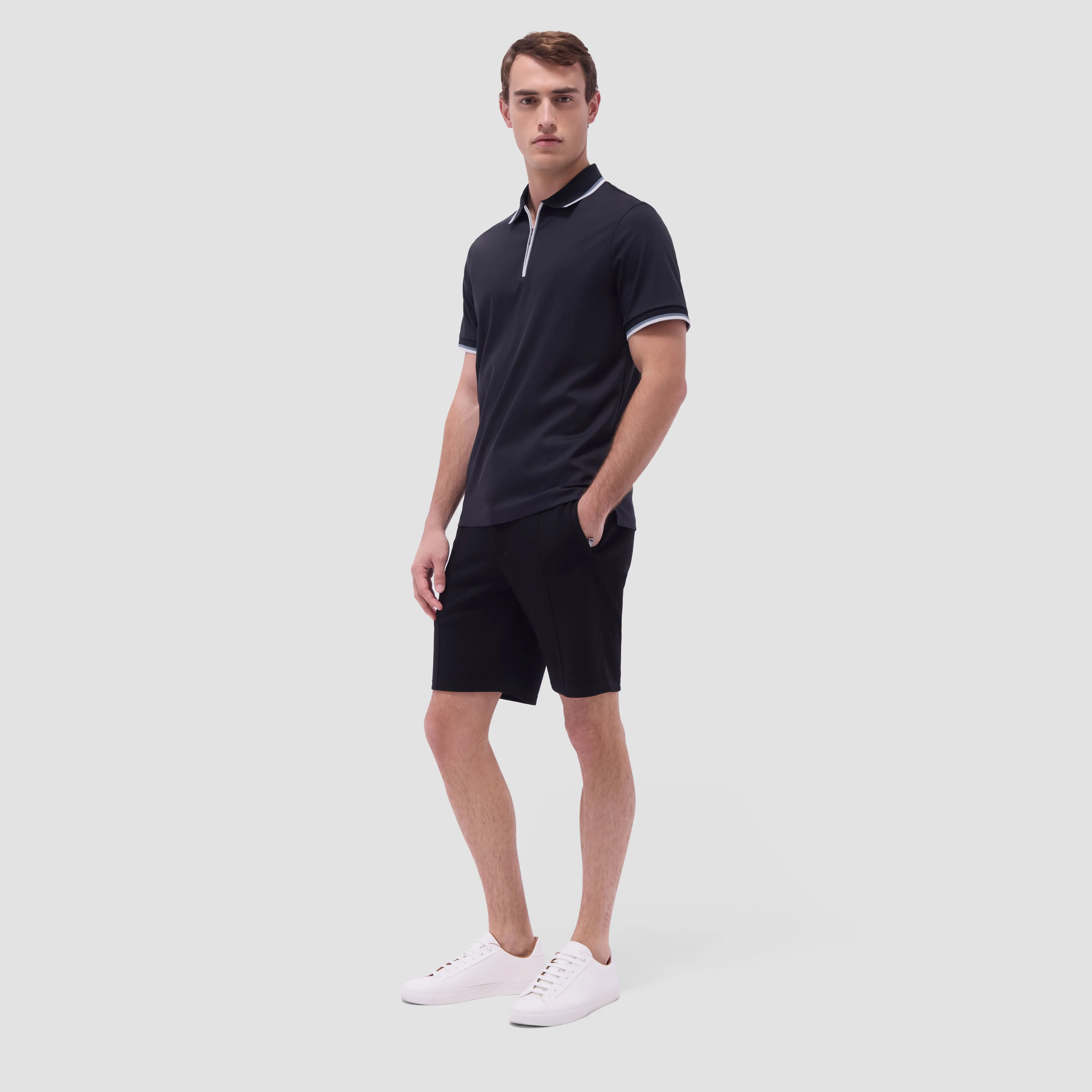 Solid Quarter-Zip Polo Shirt sold by Bugatchi product image thumbnail 5