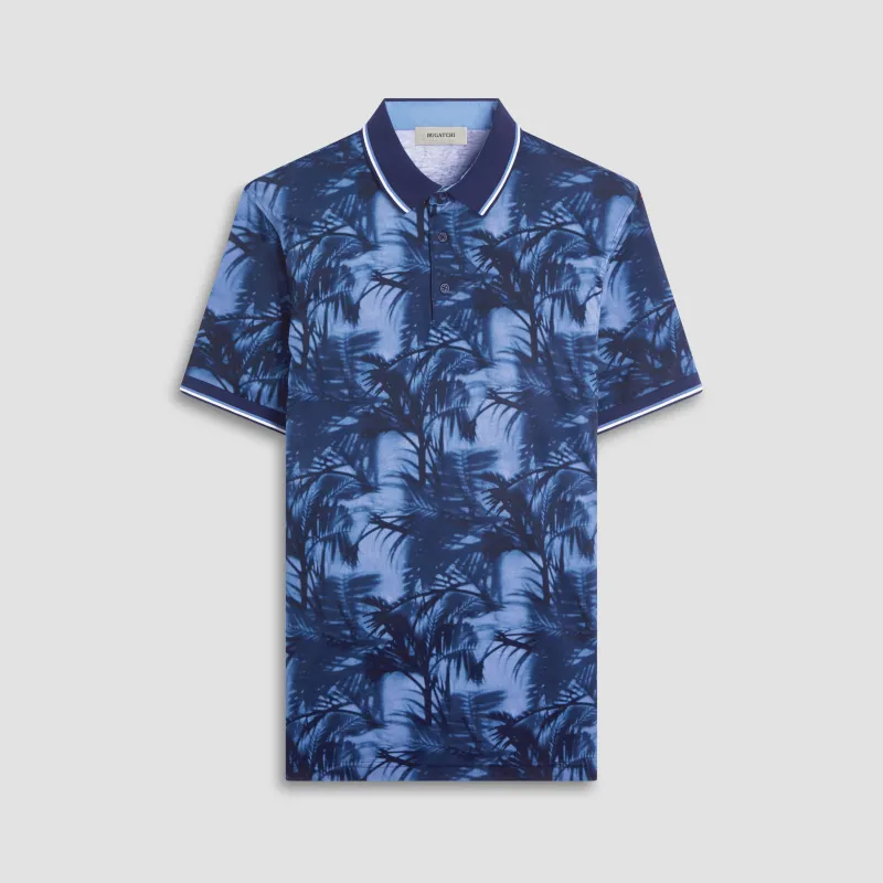 Indigo Palm Polo Shirt sold by Bugatchi
