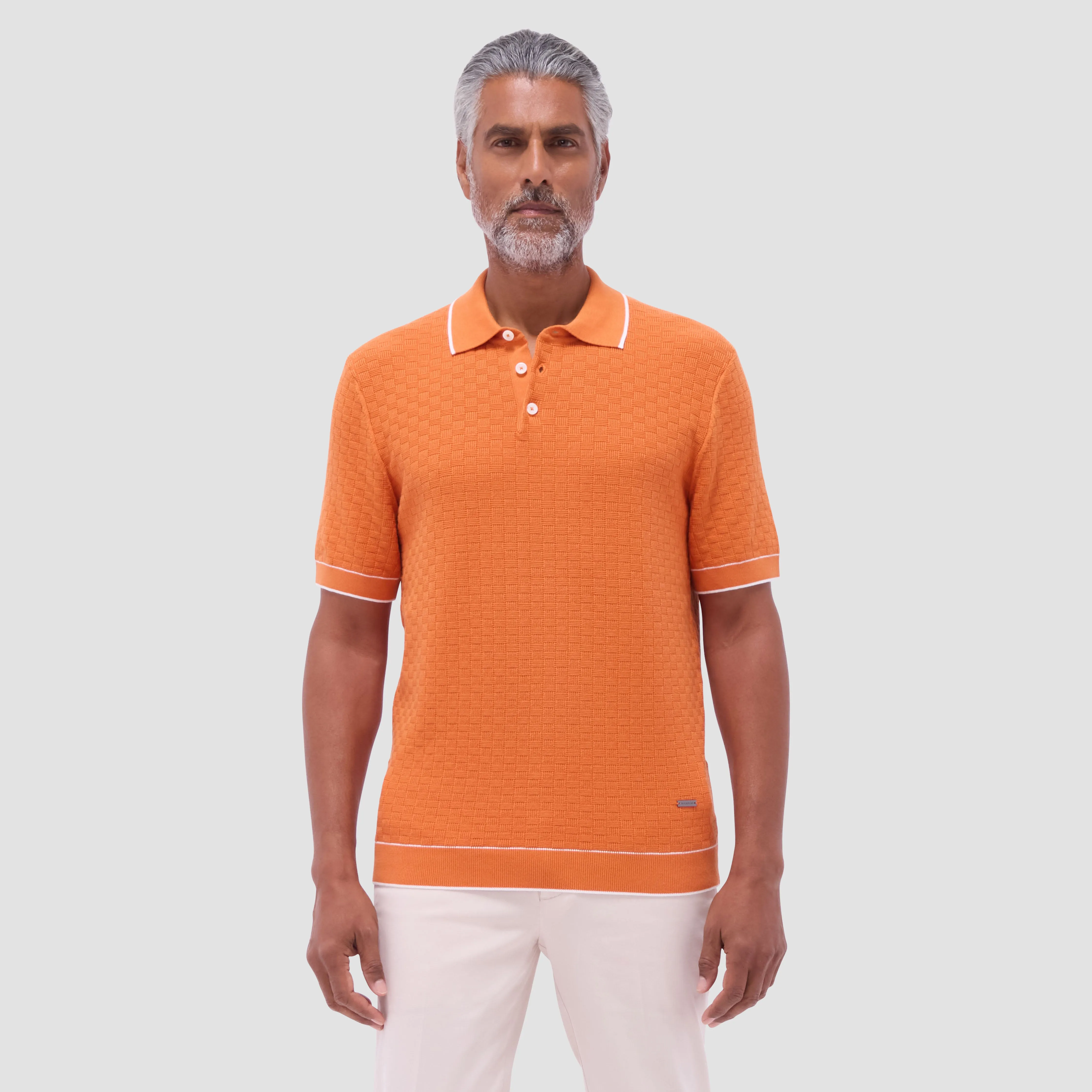 Basket Stitch Three Button Polo Sweater sold by Bugatchi product image thumbnail 3