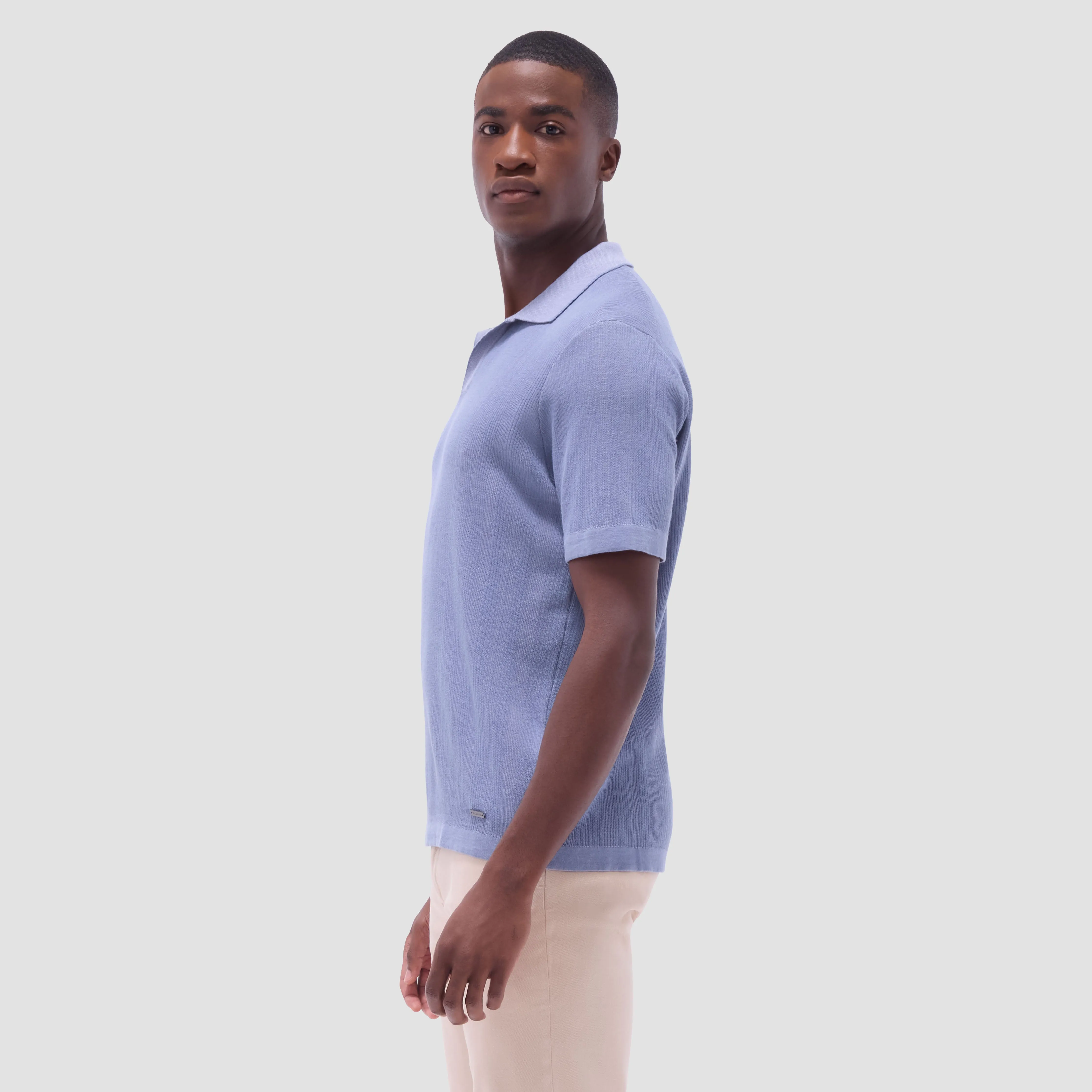 Two-Tone Rib Stitch Short Sleeve Johnny Sweater sold by Bugatchi product image thumbnail 3