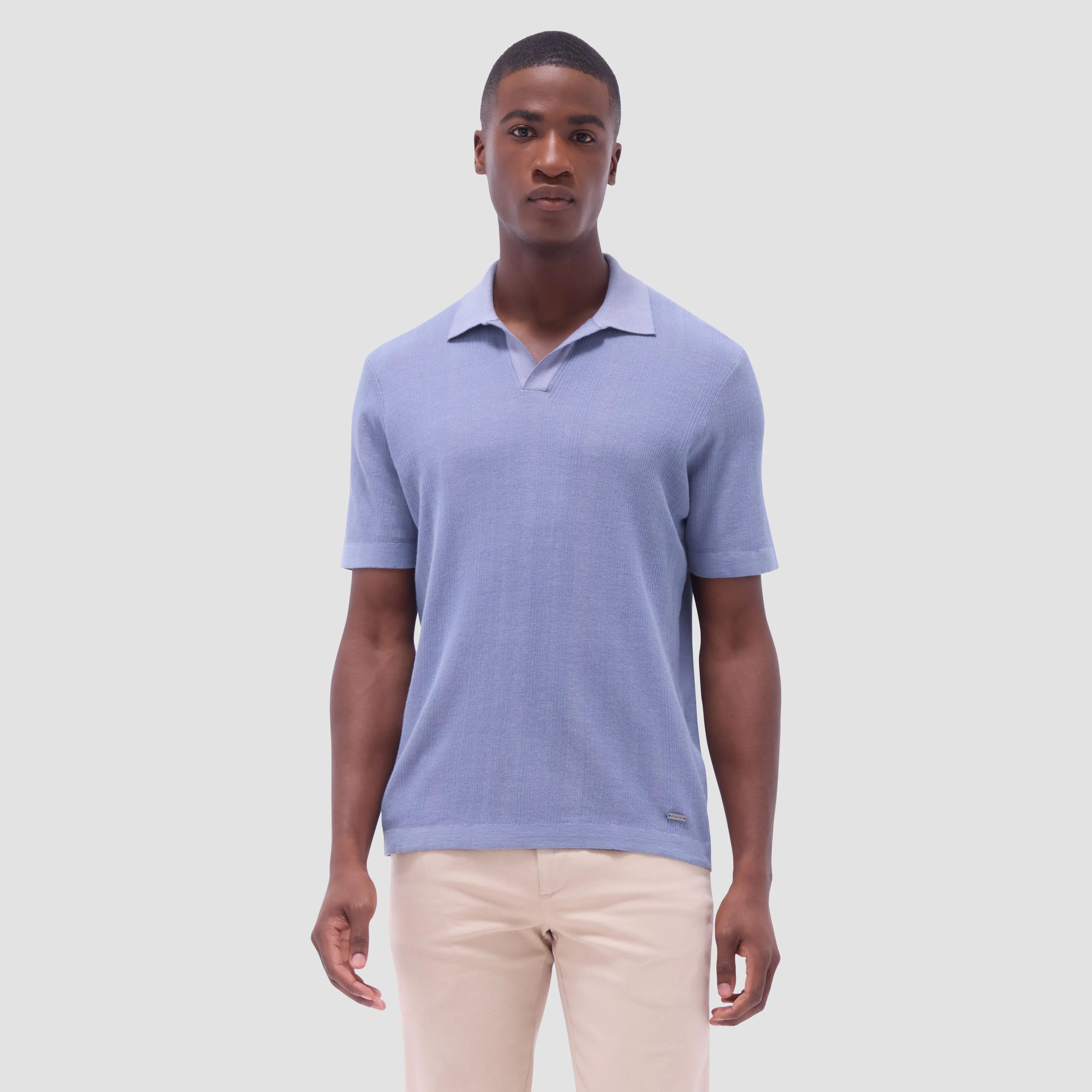 Two-Tone Rib Stitch Short Sleeve Johnny Sweater sold by Bugatchi product image thumbnail 2