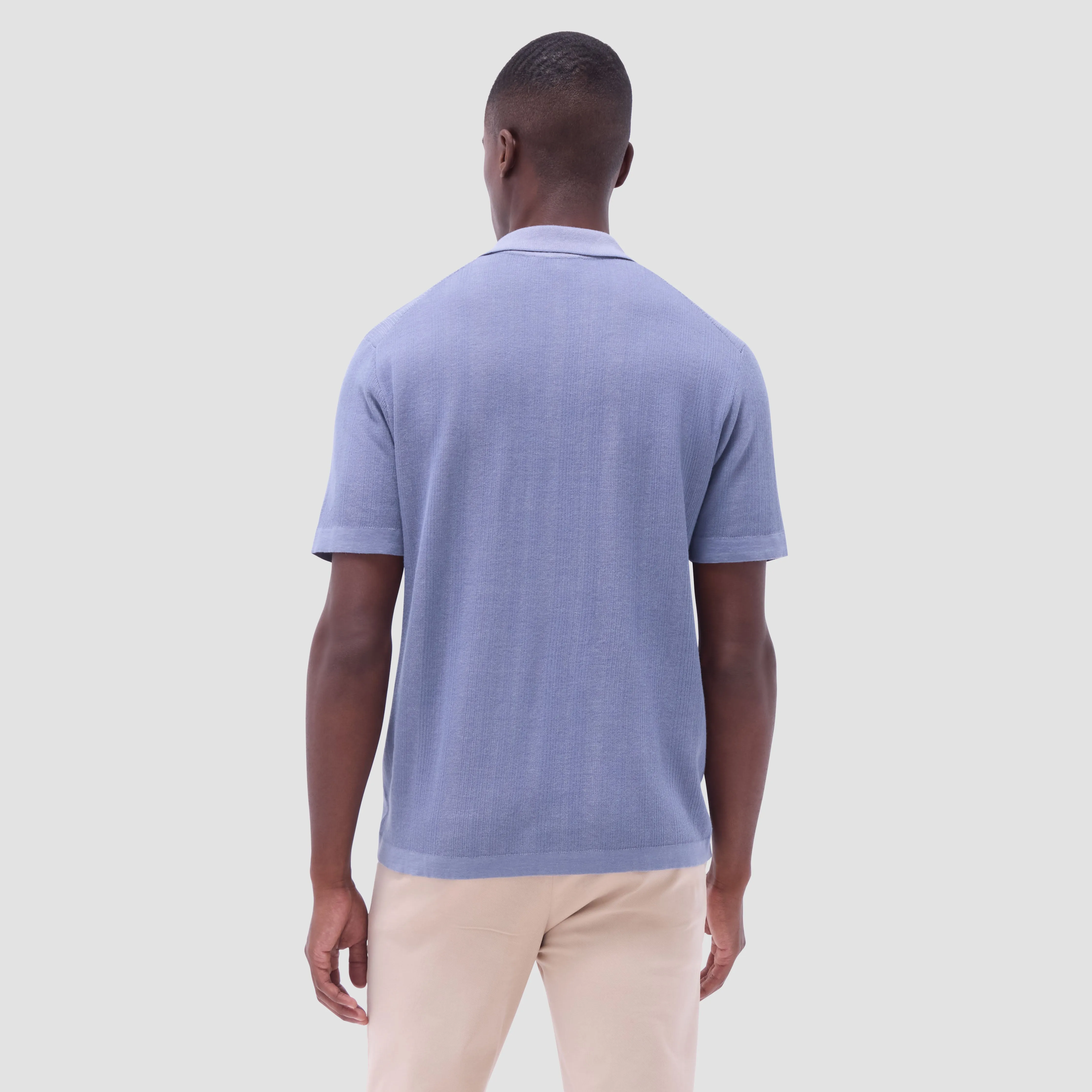 Two-Tone Rib Stitch Short Sleeve Johnny Sweater sold by Bugatchi product image thumbnail 4