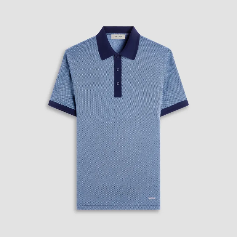 Two-Tone Bird's Eye Polo Shirt sold by Bugatchi
