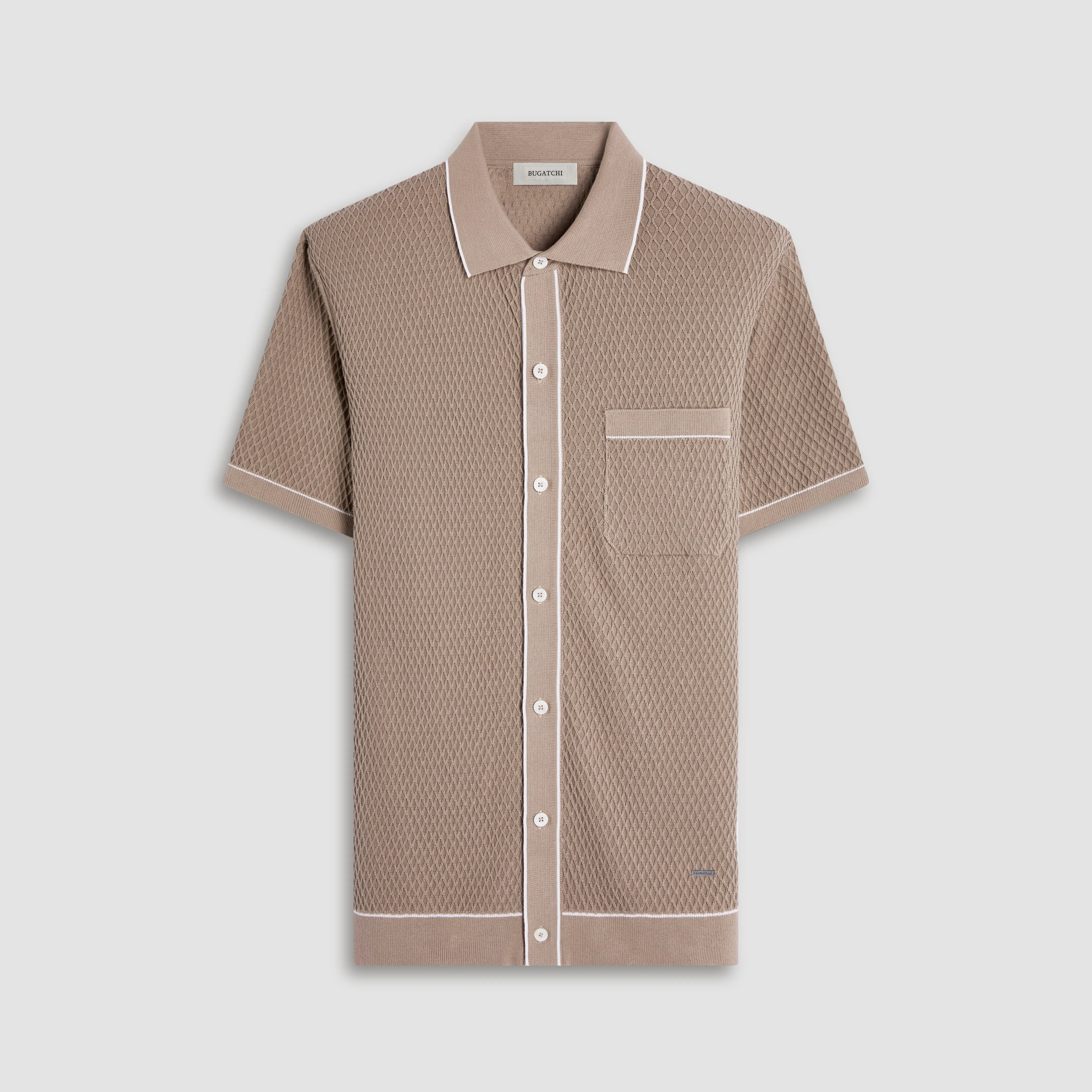 Textured Geometric Short-Sleeve Knit Shirt sold by Bugatchi
