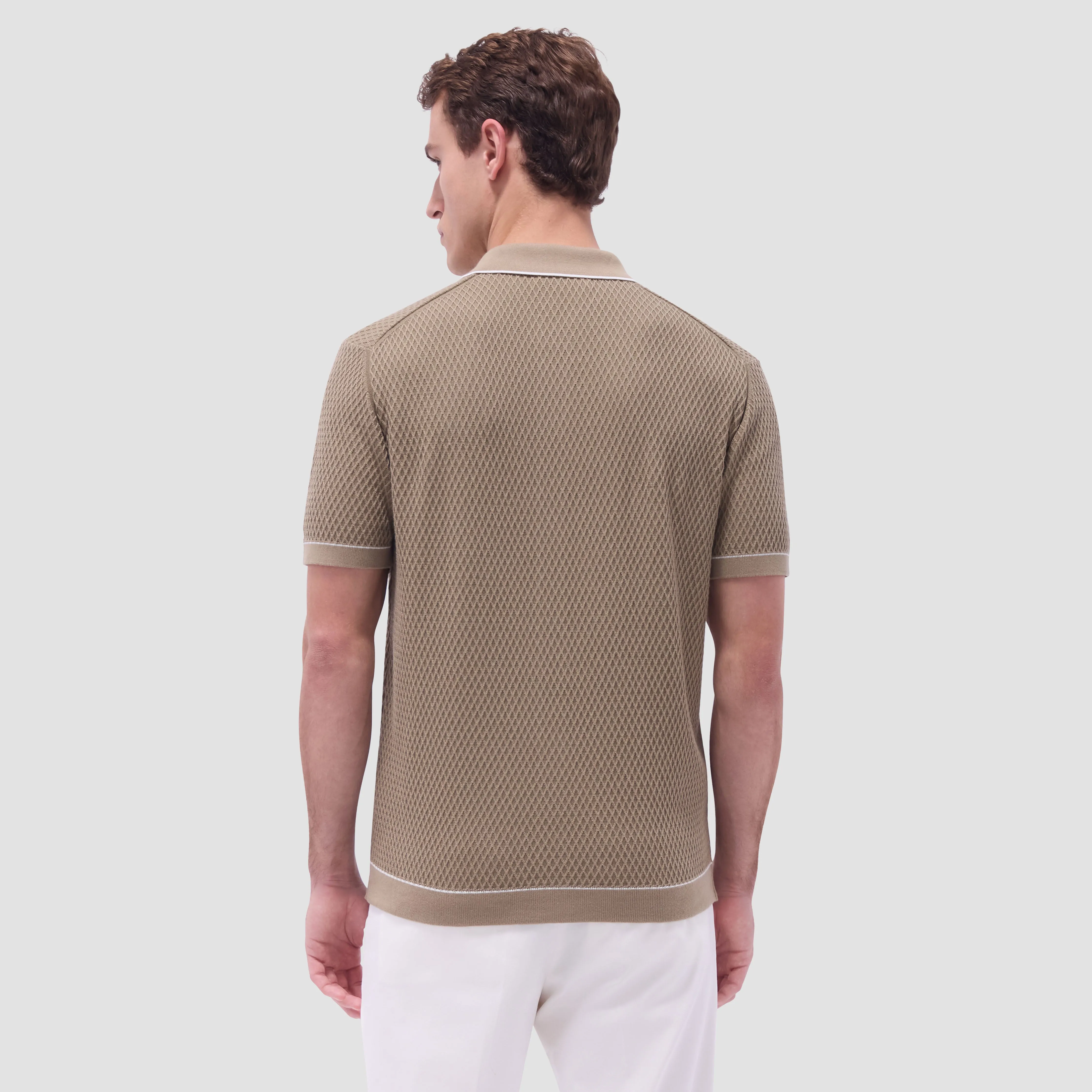 Textured Geometric Short-Sleeve Knit Shirt sold by Bugatchi product image thumbnail 4