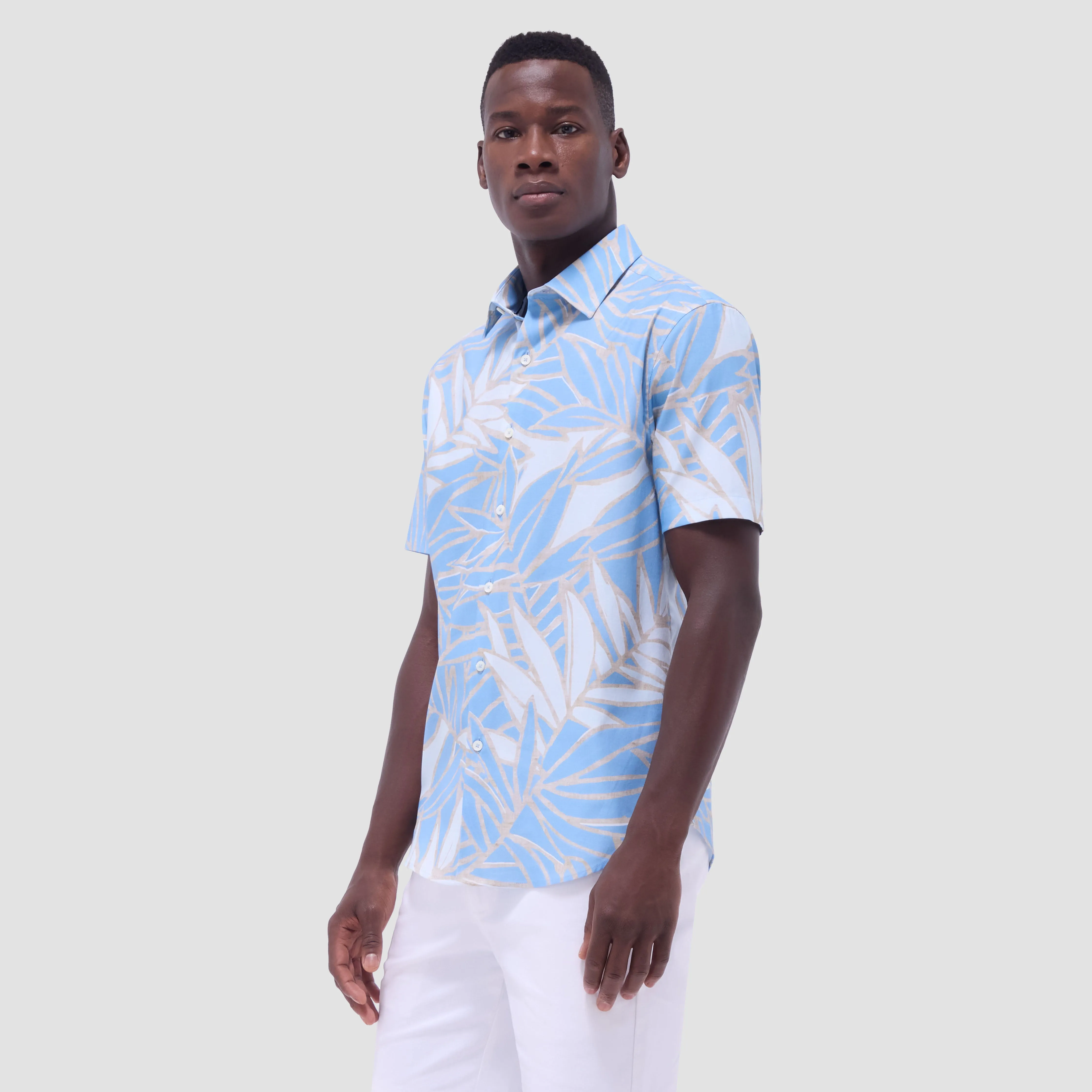 Orson Leaf Print Short-Sleeve Shirt sold by Bugatchi product image thumbnail 3