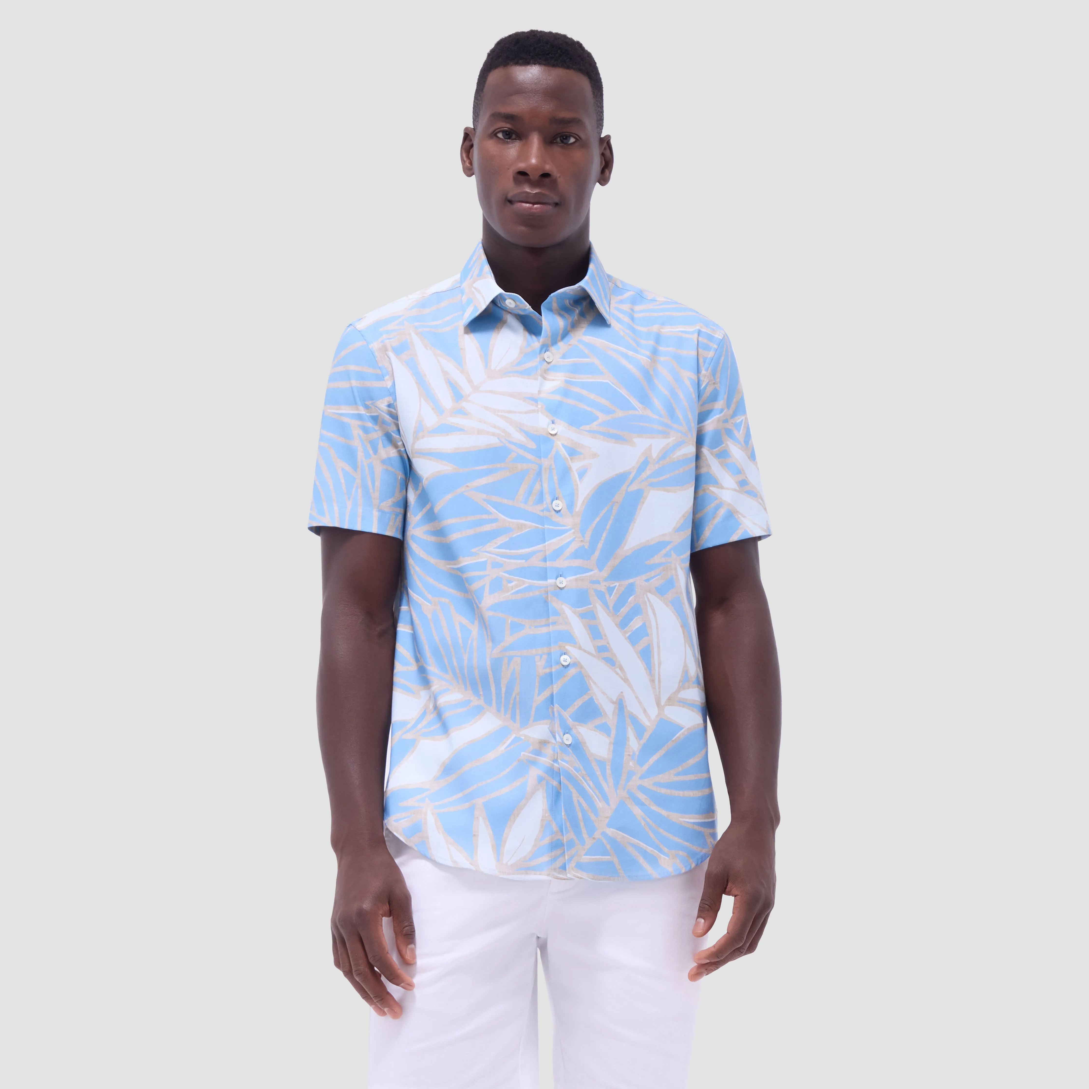 Orson Leaf Print Short-Sleeve Shirt sold by Bugatchi product image thumbnail 2