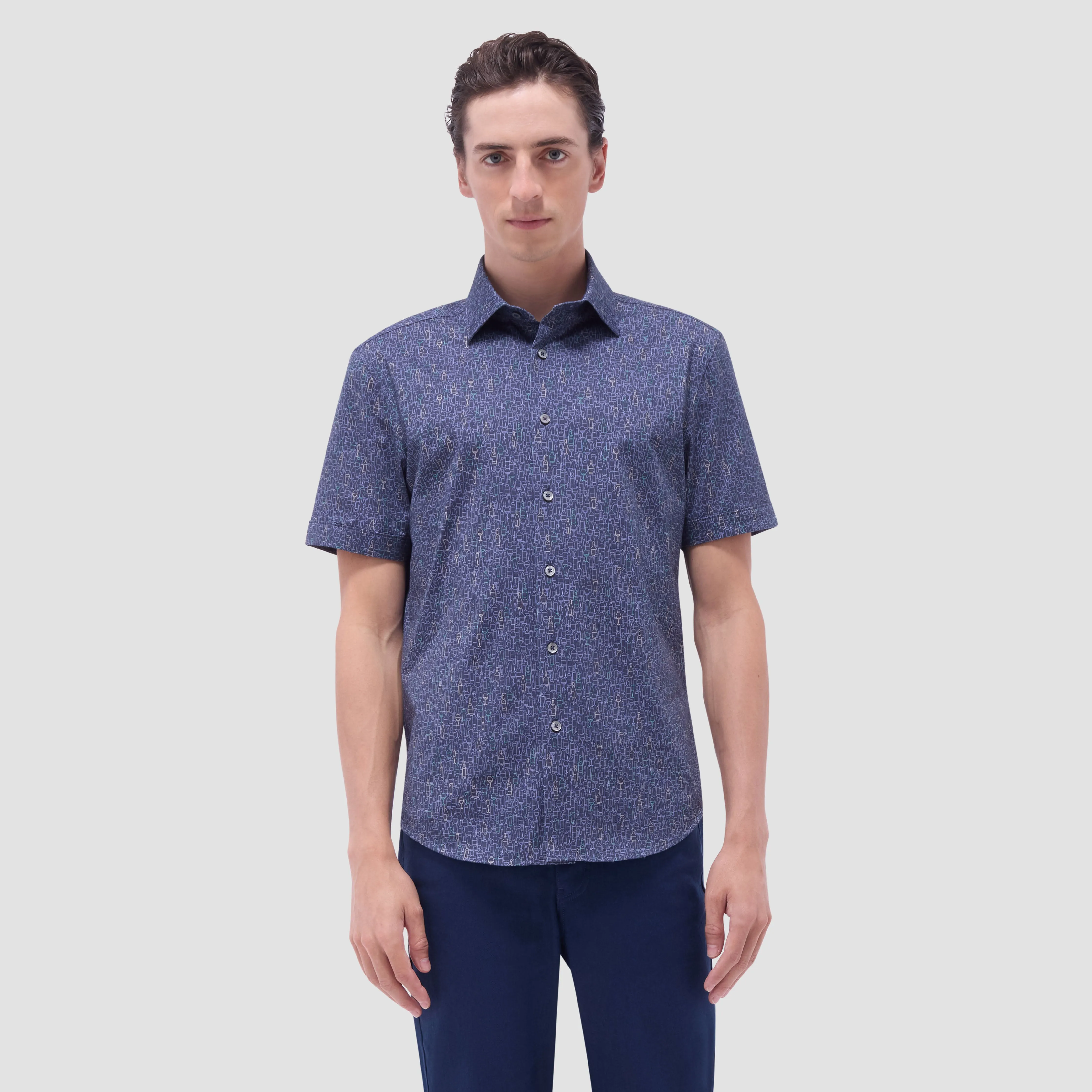 Miles Bistro Print OoohCotton Short-Sleeve Shirt sold by Bugatchi product image thumbnail 2