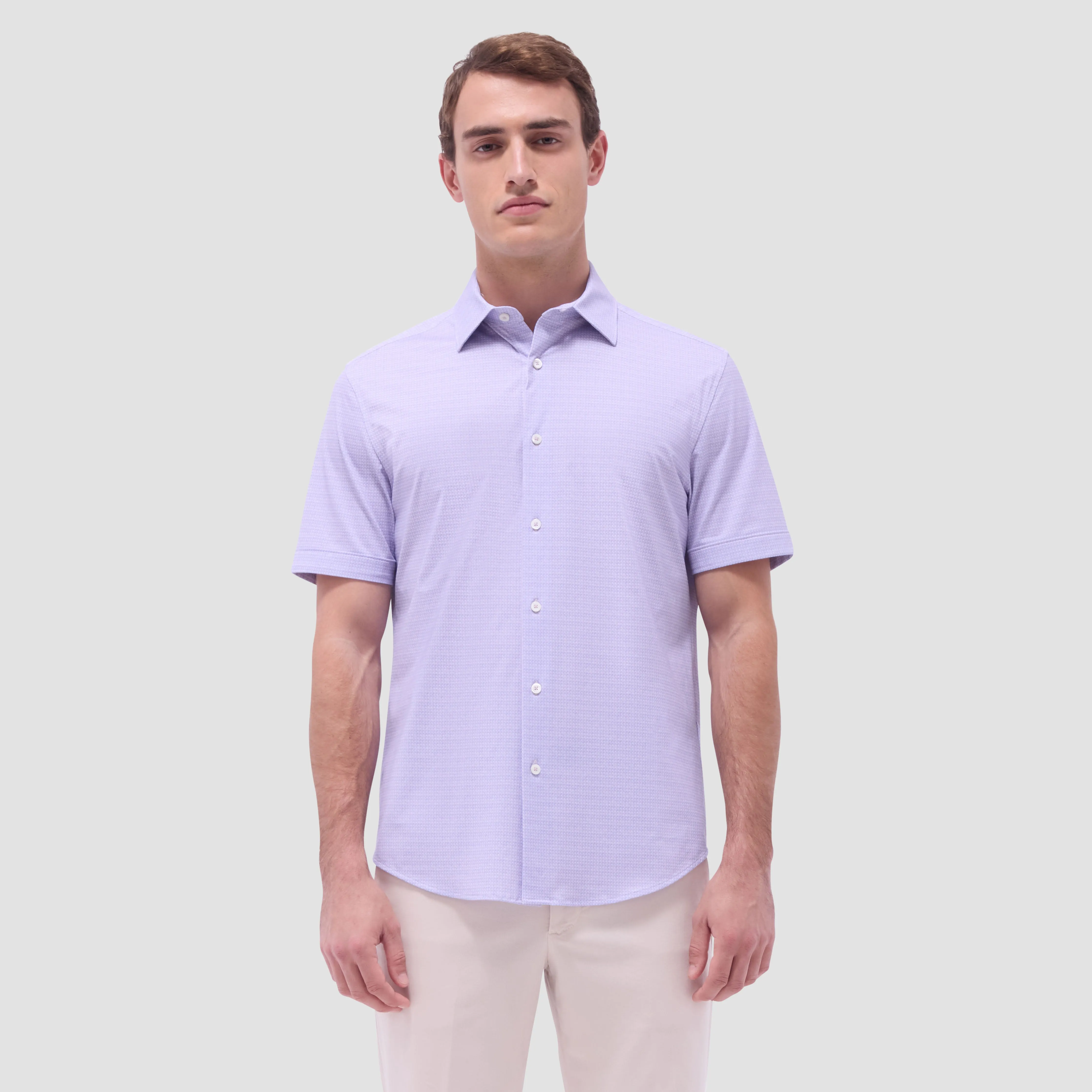 Miles Mini Check OoohCotton Short-Sleeve Shirt sold by Bugatchi product image thumbnail 2