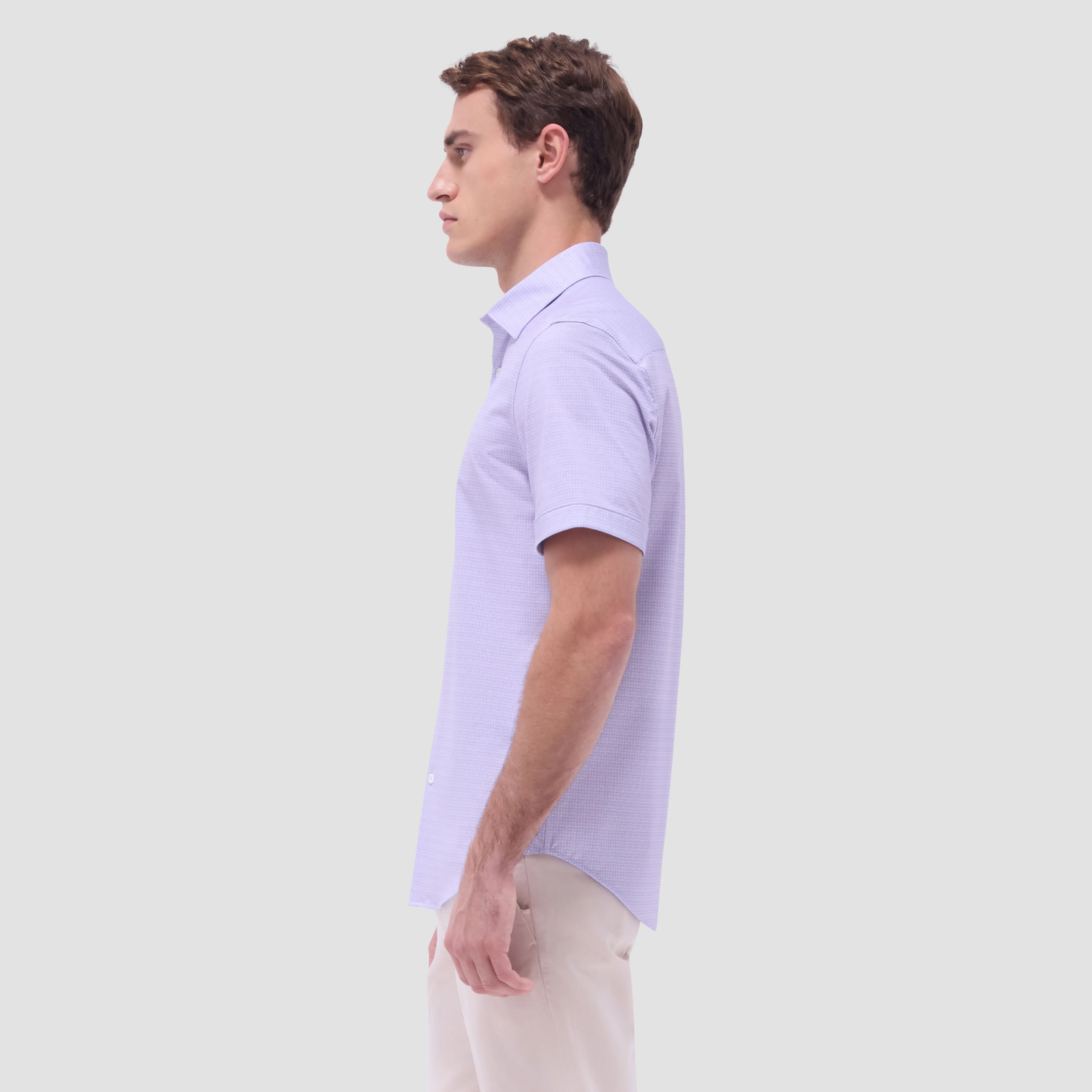Miles Mini Check OoohCotton Short-Sleeve Shirt sold by Bugatchi product image thumbnail 3