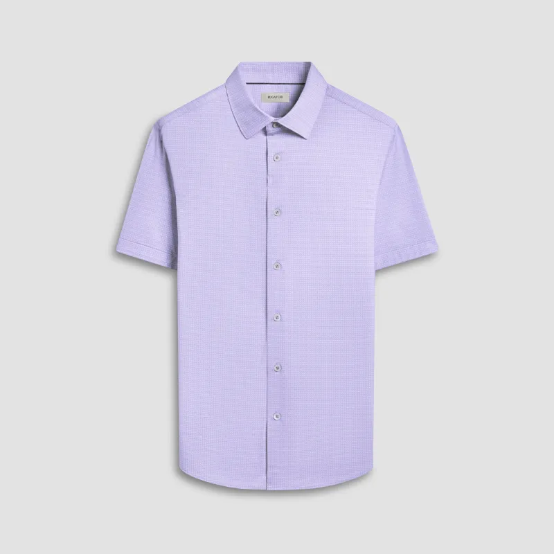 Miles Mini Check OoohCotton Short-Sleeve Shirt sold by Bugatchi