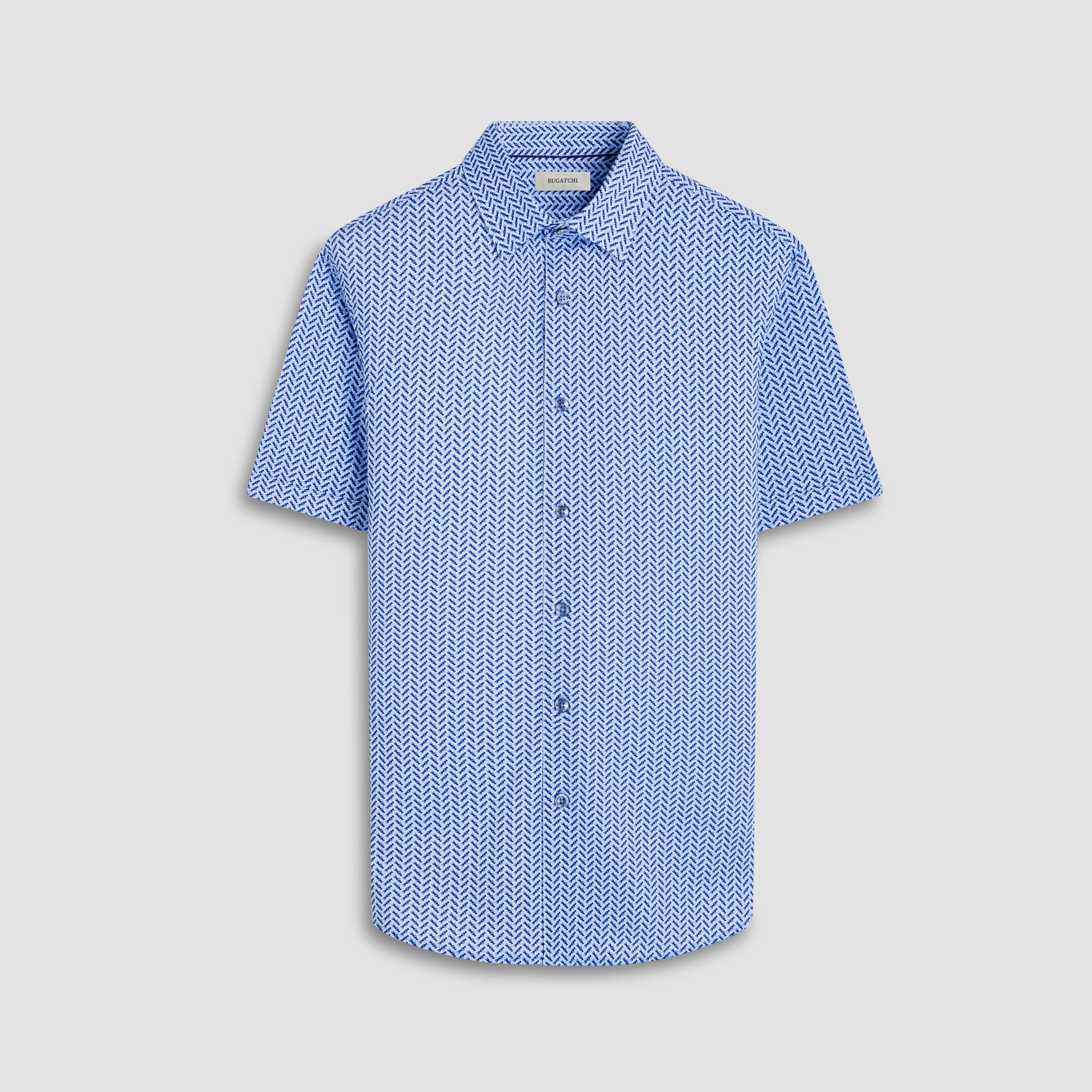 Miles Geometric OoohCotton Short-Sleeve Shirt sold by Bugatchi