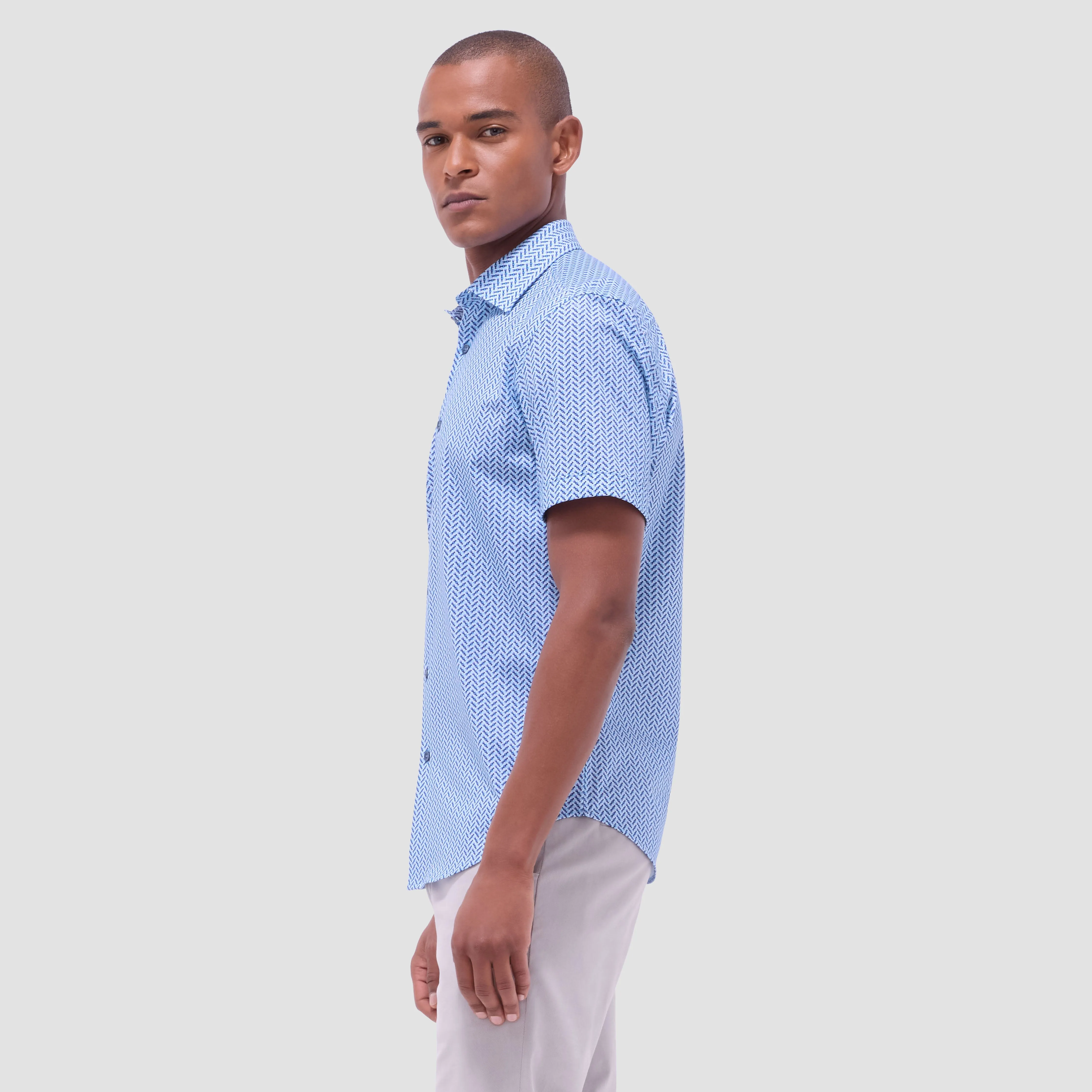 Miles Geometric OoohCotton Short-Sleeve Shirt sold by Bugatchi product image thumbnail 3