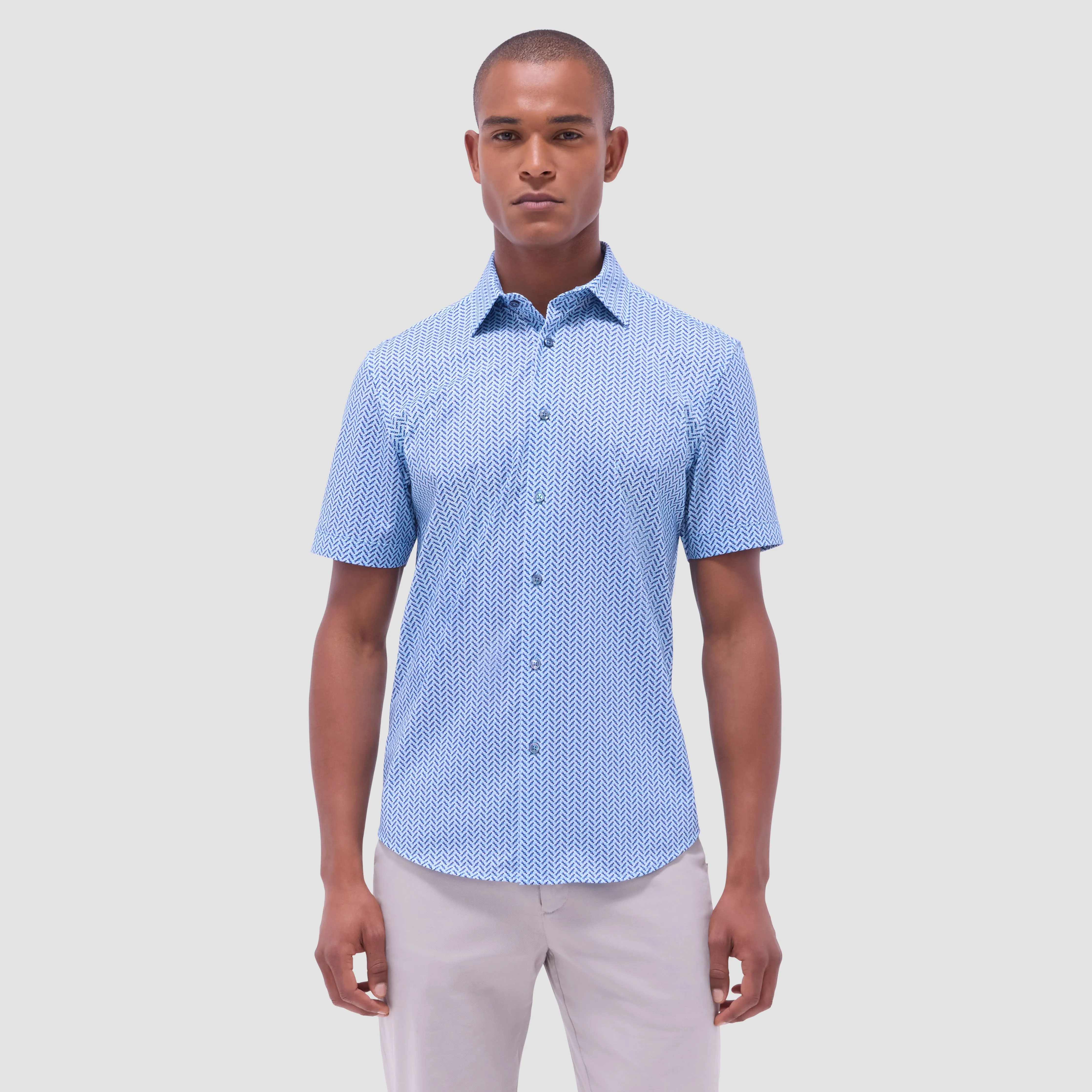 Miles Geometric OoohCotton Short-Sleeve Shirt sold by Bugatchi product image thumbnail 2