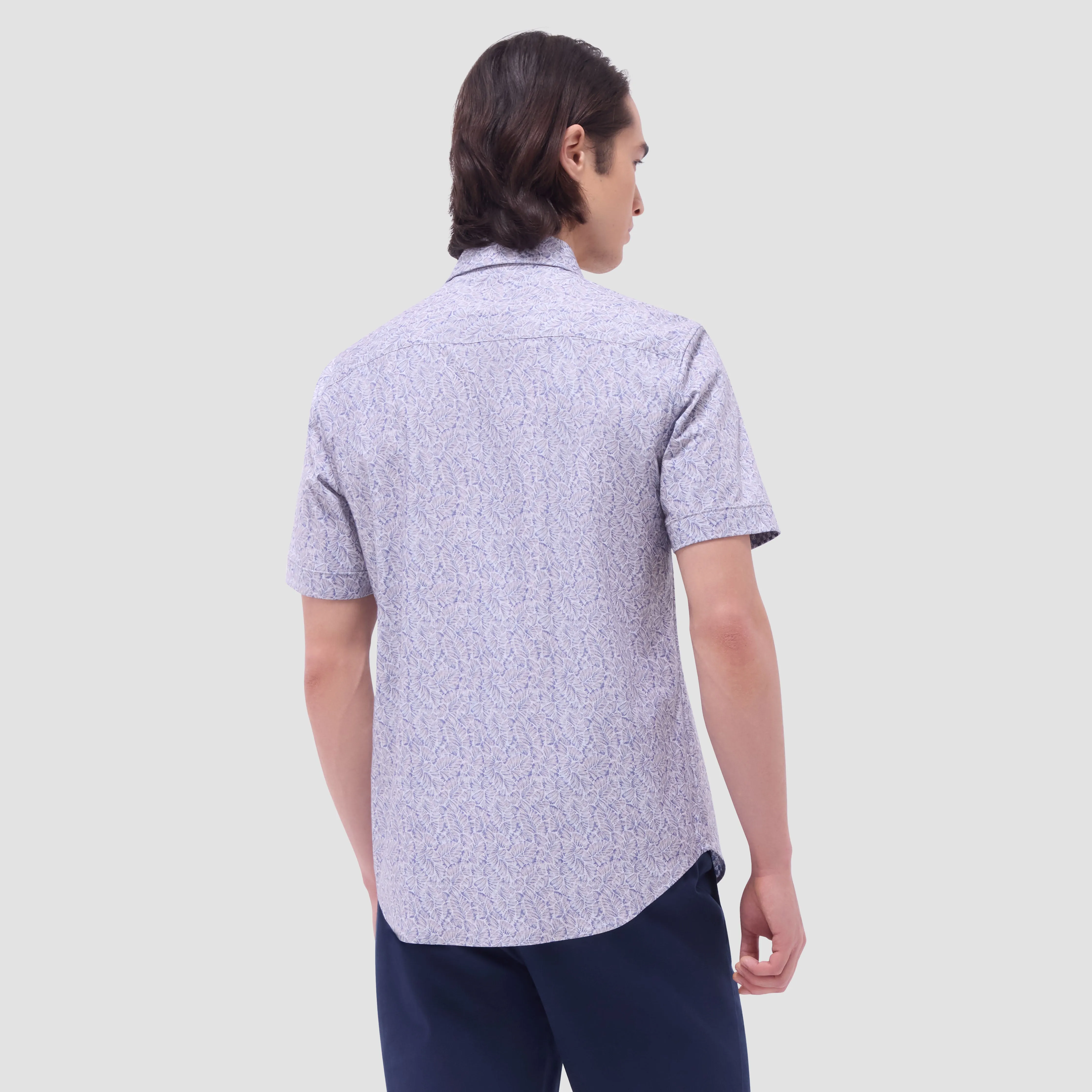 Myron Double-Sided Leaf & Check OoohCotton Short-Sleeve Shirt sold by Bugatchi product image thumbnail 4