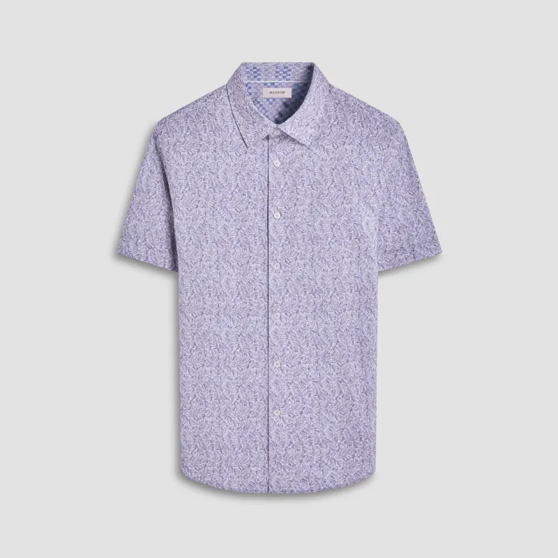 Myron Double-Sided Leaf & Check OoohCotton Short-Sleeve Shirt sold by Bugatchi