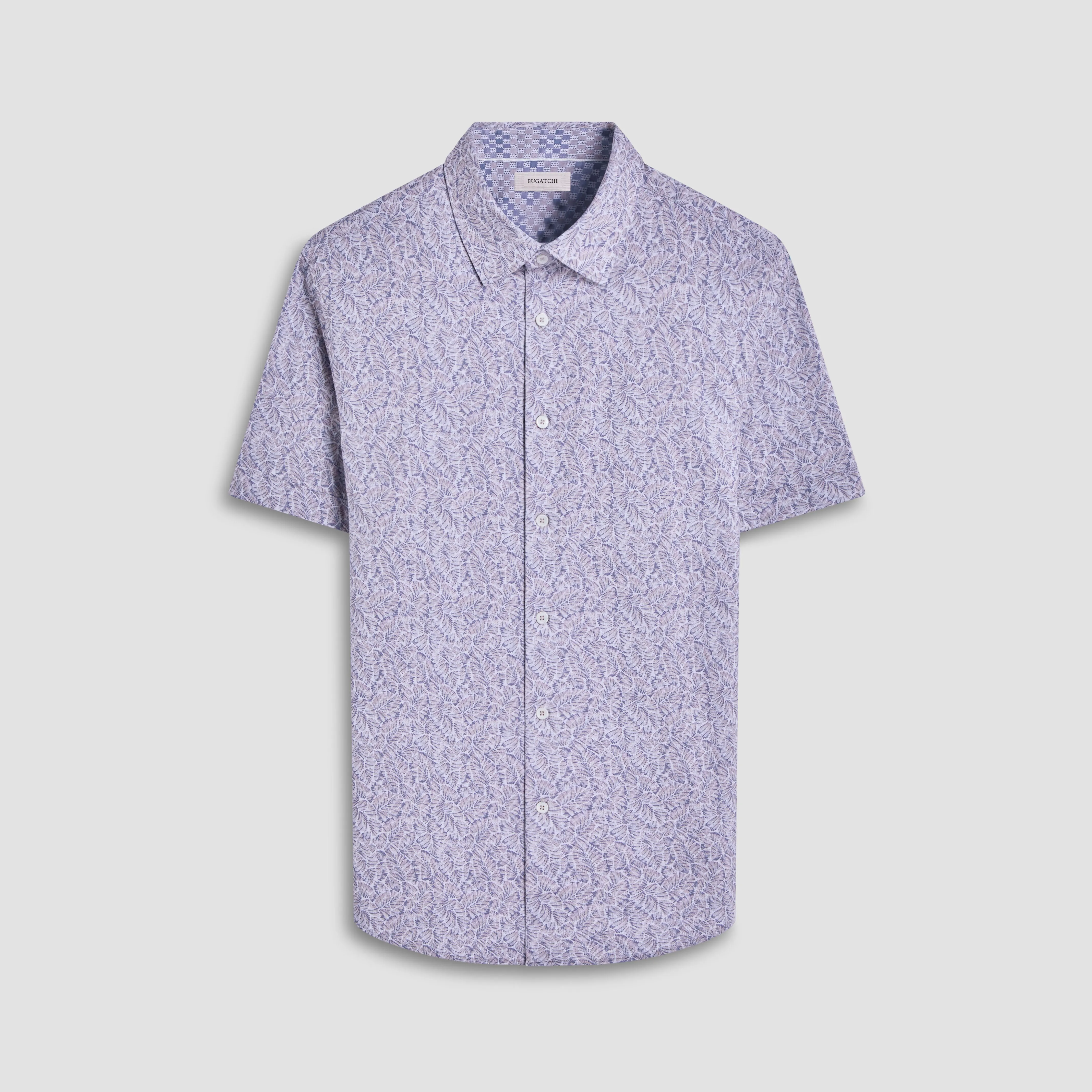 Myron Double-Sided Leaf & Check OoohCotton Short-Sleeve Shirt sold by Bugatchi