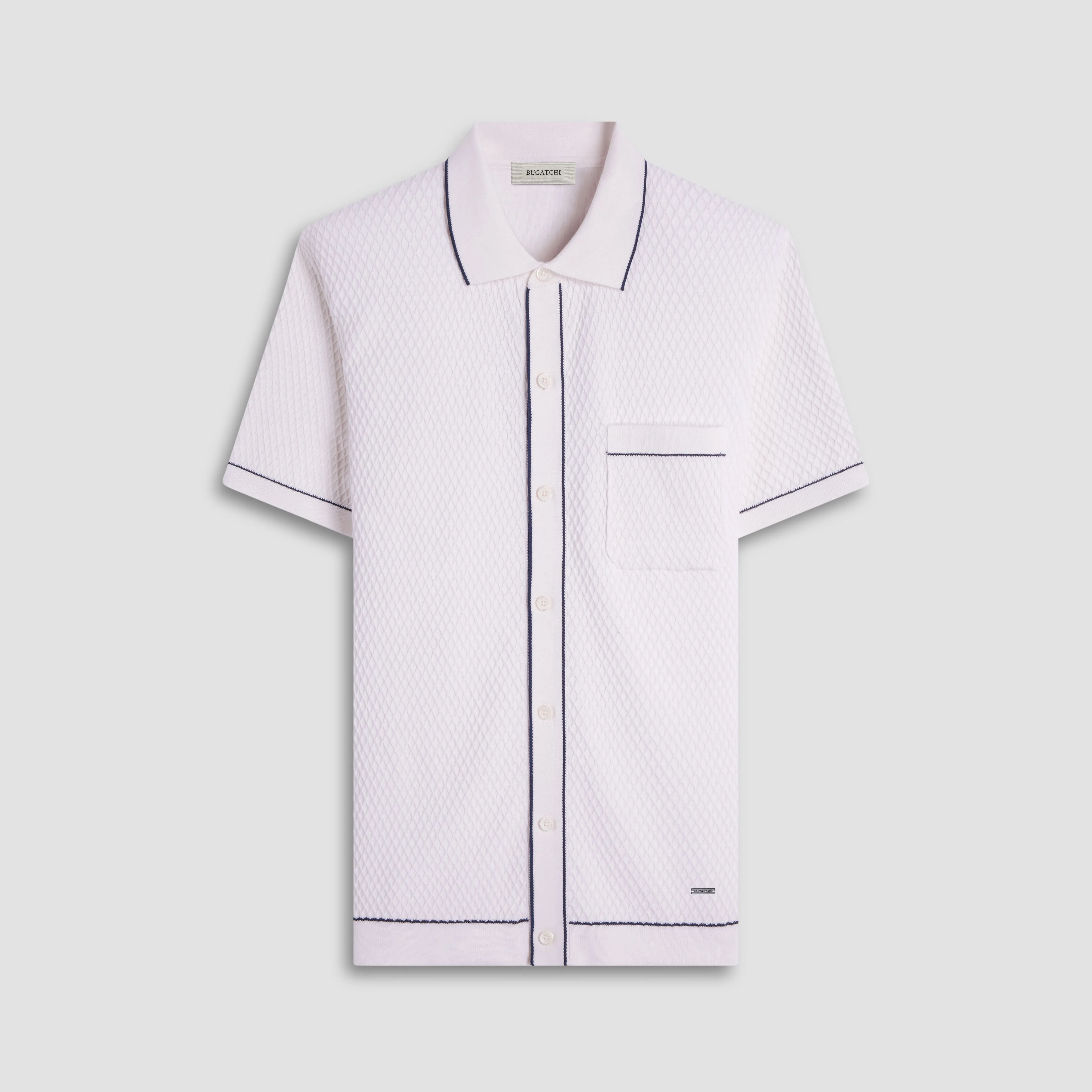 Textured Geometric Short-Sleeve Knit Shirt sold by Bugatchi