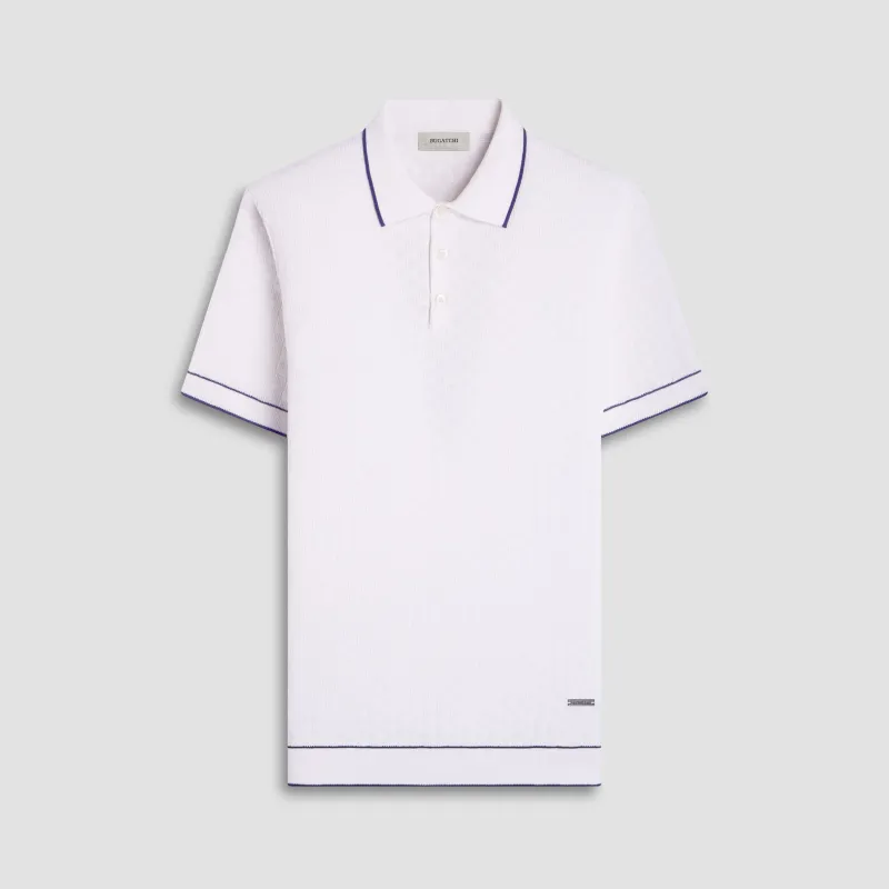 Basket Stitch Three Button Polo Sweater sold by Bugatchi