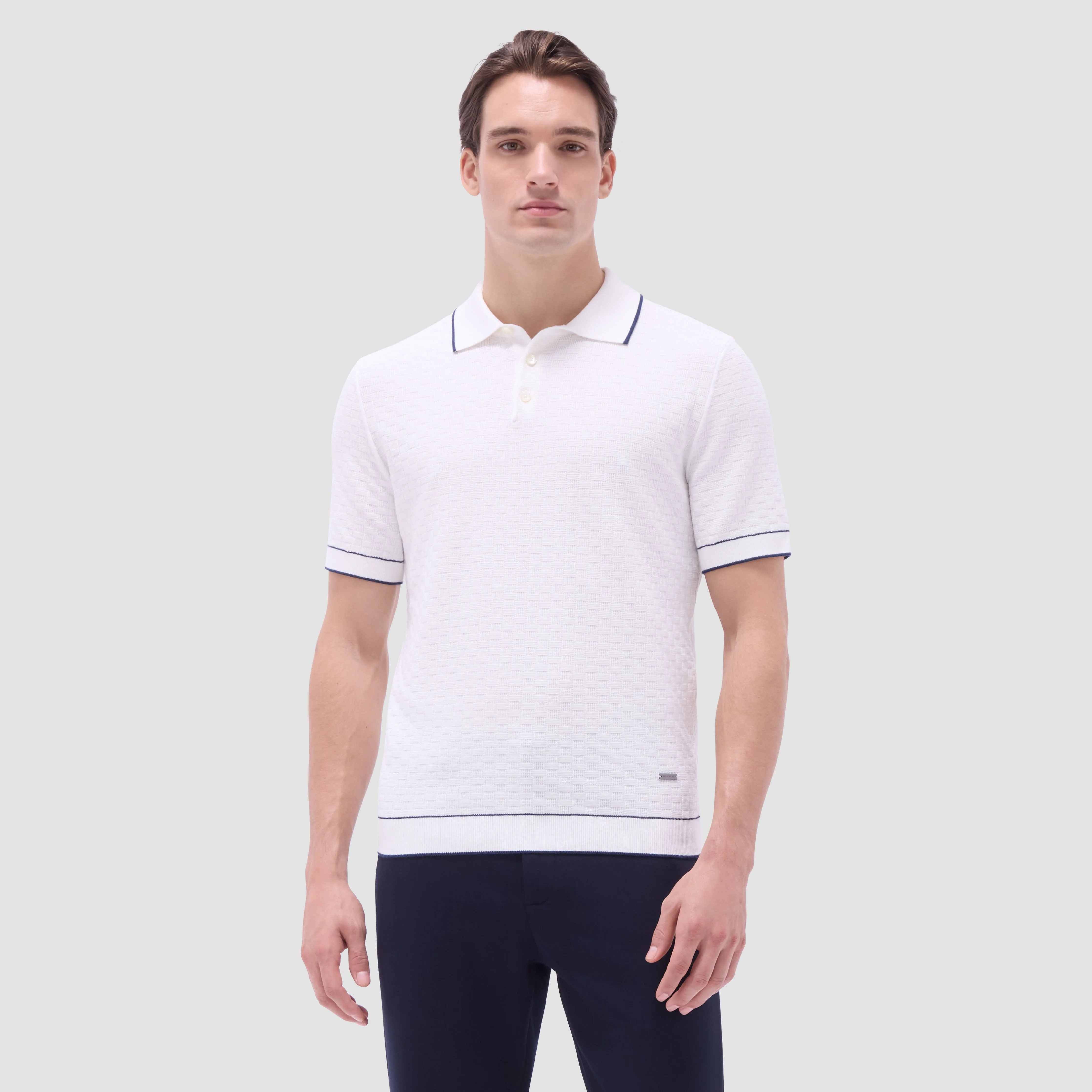 Basket Stitch Three Button Polo Sweater sold by Bugatchi product image thumbnail 2