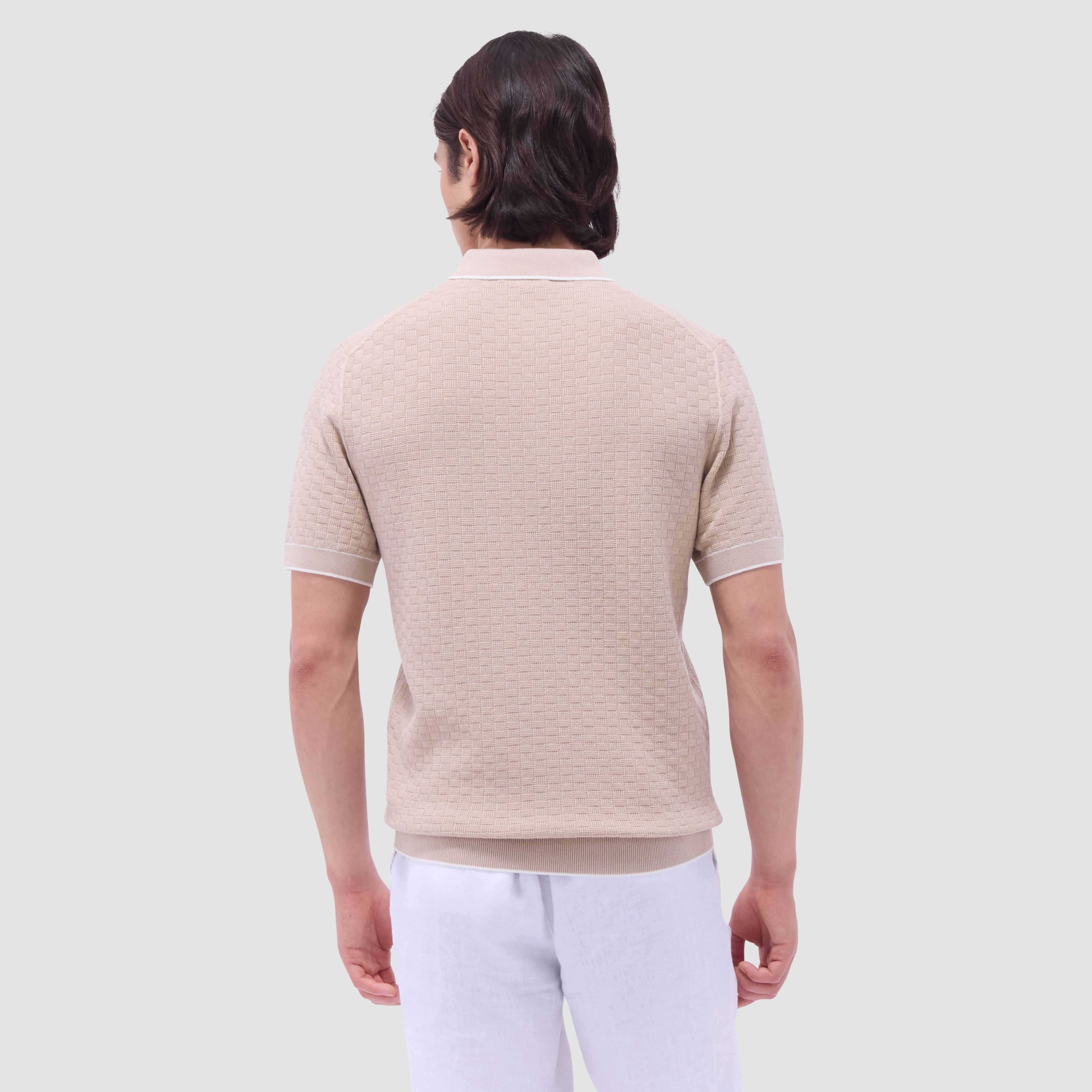 Basket Stitch Three Button Polo Sweater sold by Bugatchi product image thumbnail 4