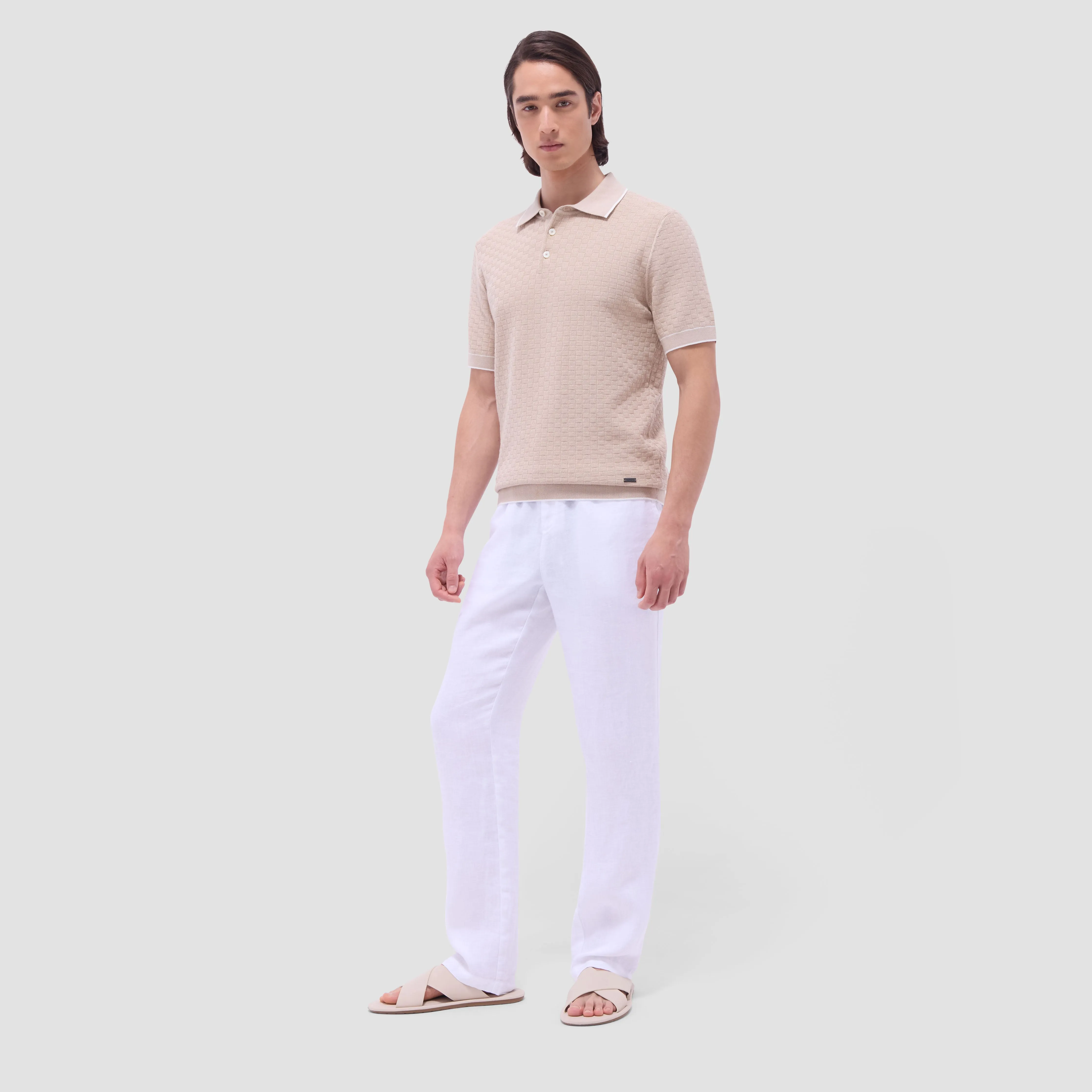 Basket Stitch Three Button Polo Sweater sold by Bugatchi product image thumbnail 5