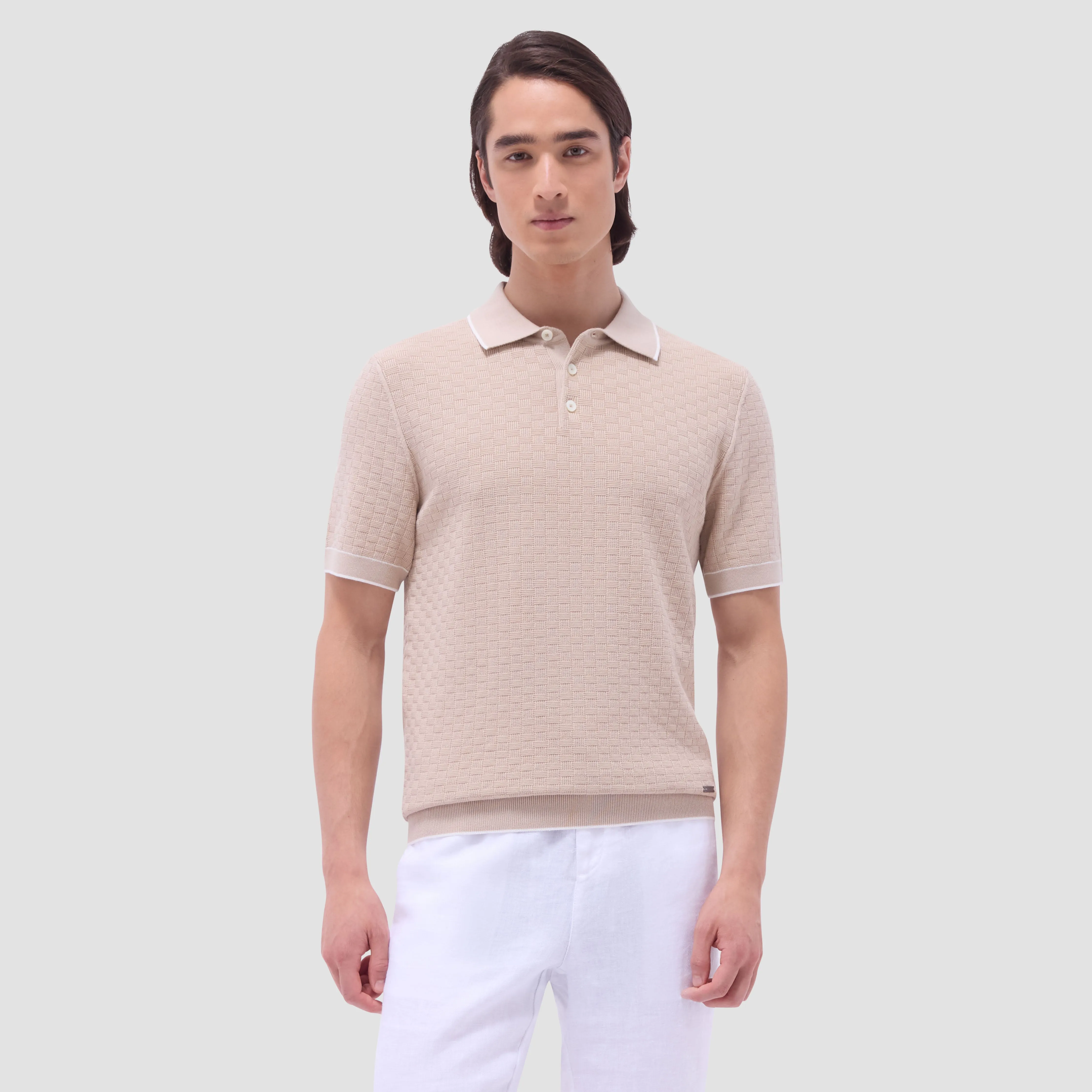 Basket Stitch Three Button Polo Sweater sold by Bugatchi product image thumbnail 2