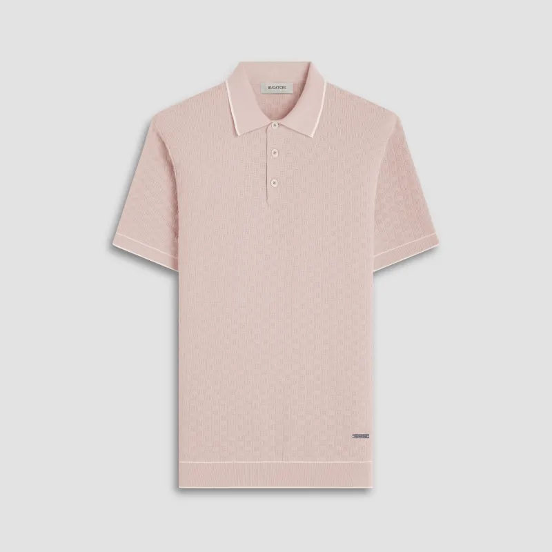 Basket Stitch Three Button Polo Sweater sold by Bugatchi