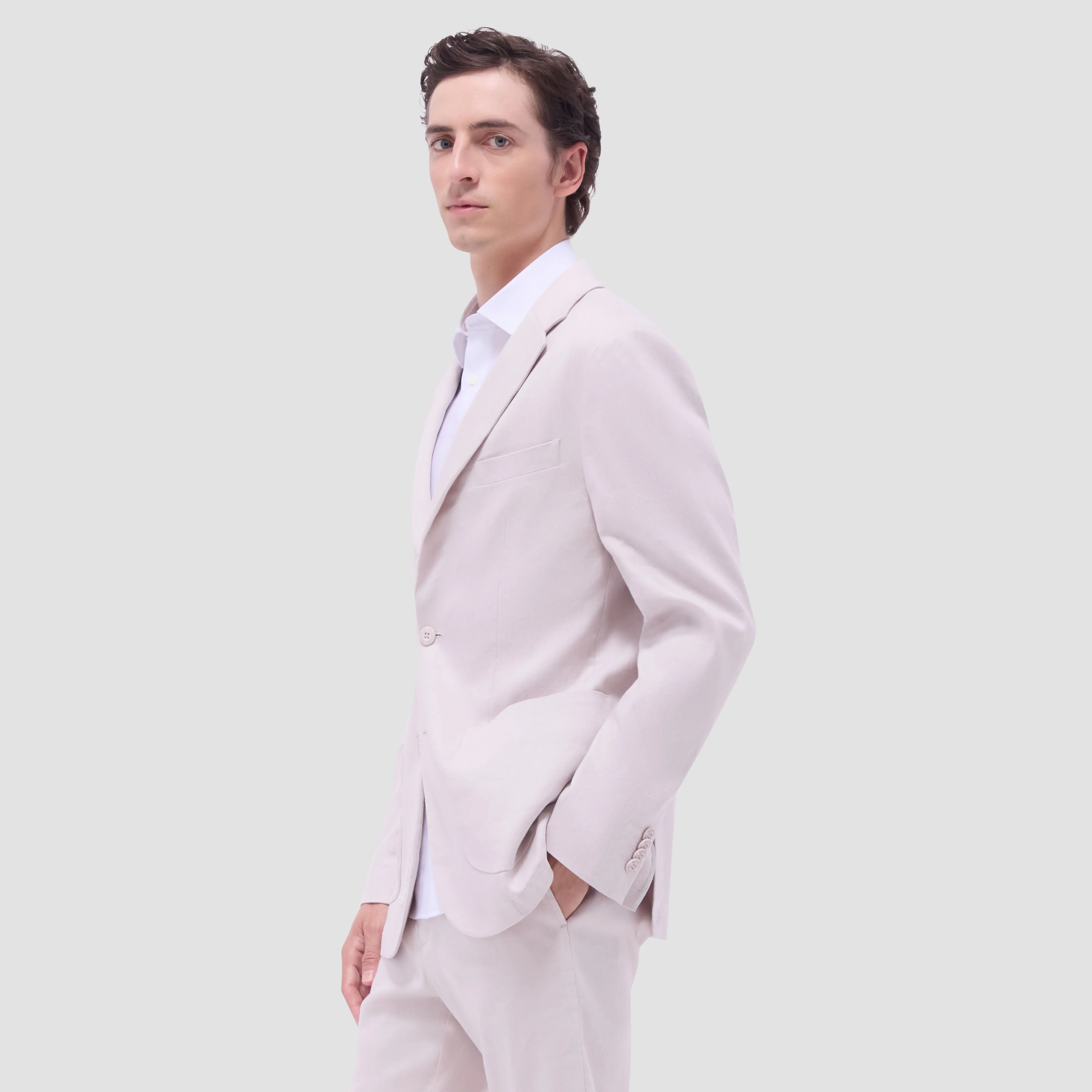 Linen-Cotton Two Button Blazer sold by Bugatchi product image thumbnail 3