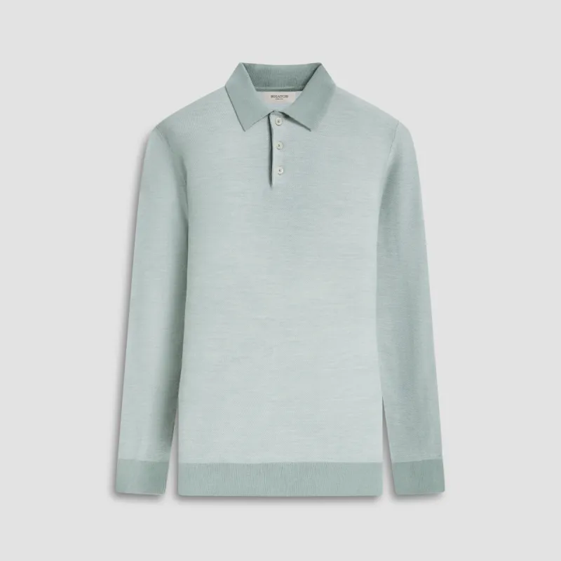 Bird's Eye Jacquard Polo Sweater sold by Bugatchi