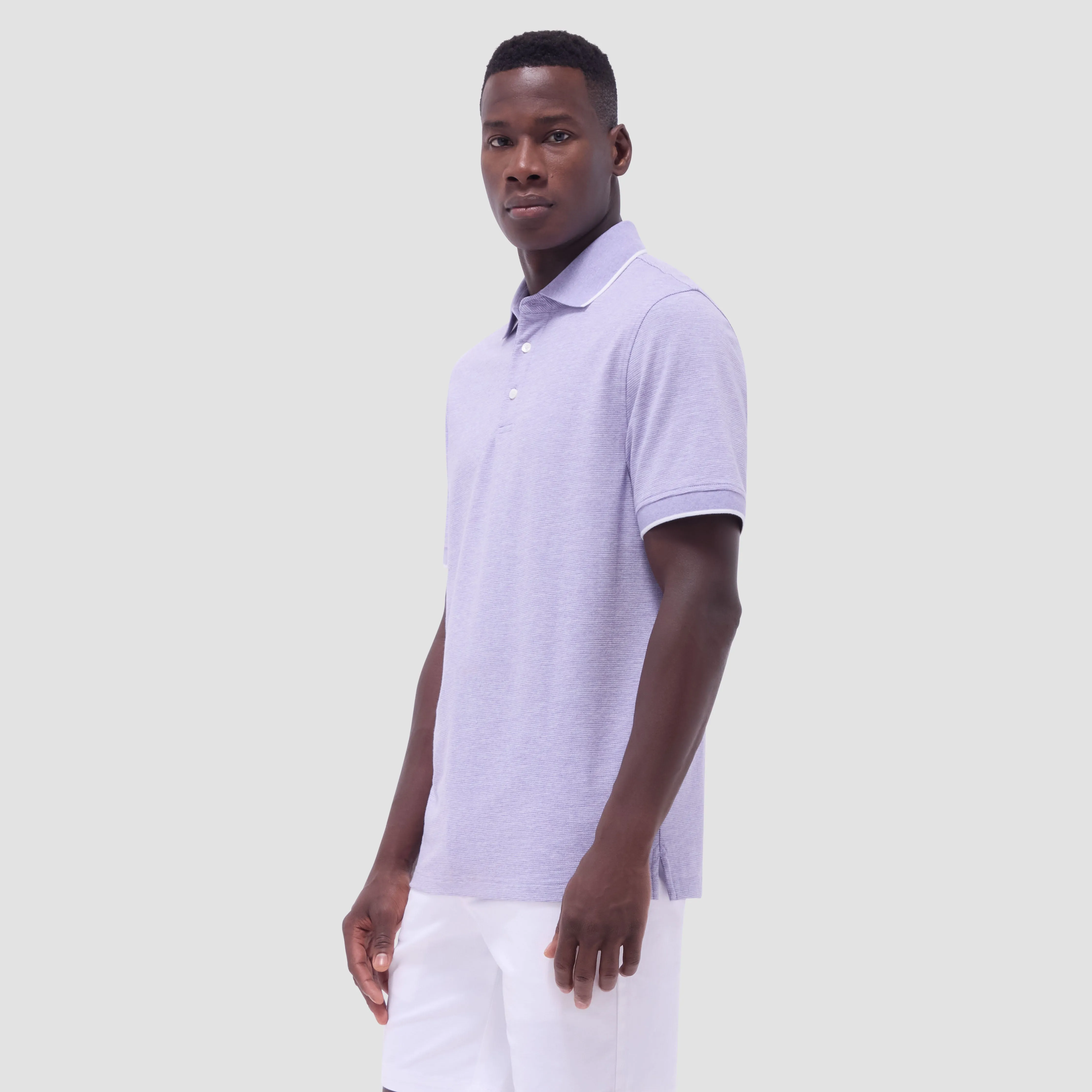 Two-Tone Bird's Eye Polo Shirt sold by Bugatchi product image thumbnail 3