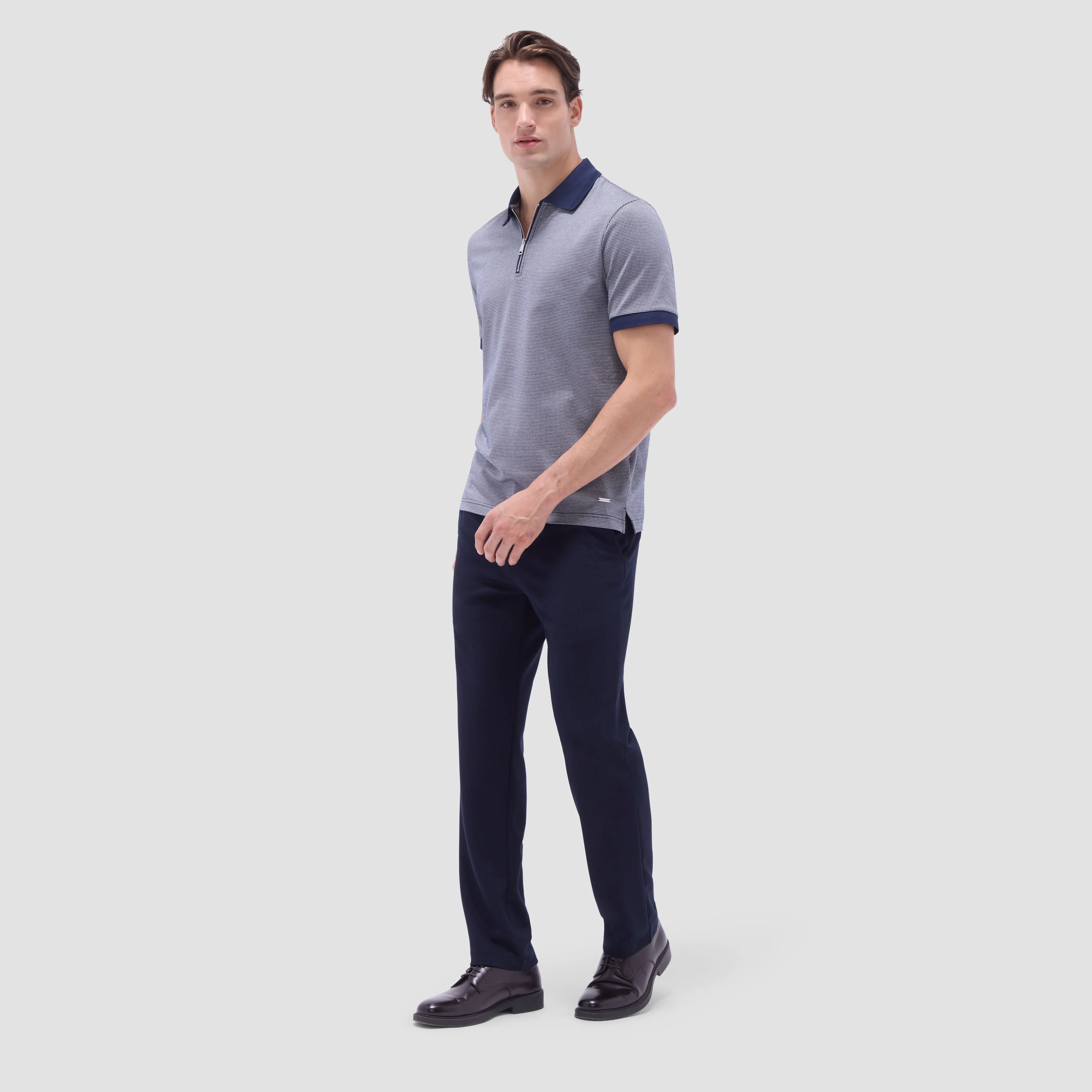 Micro Check Quarter-Zip Polo Shirt sold by Bugatchi product image thumbnail 5