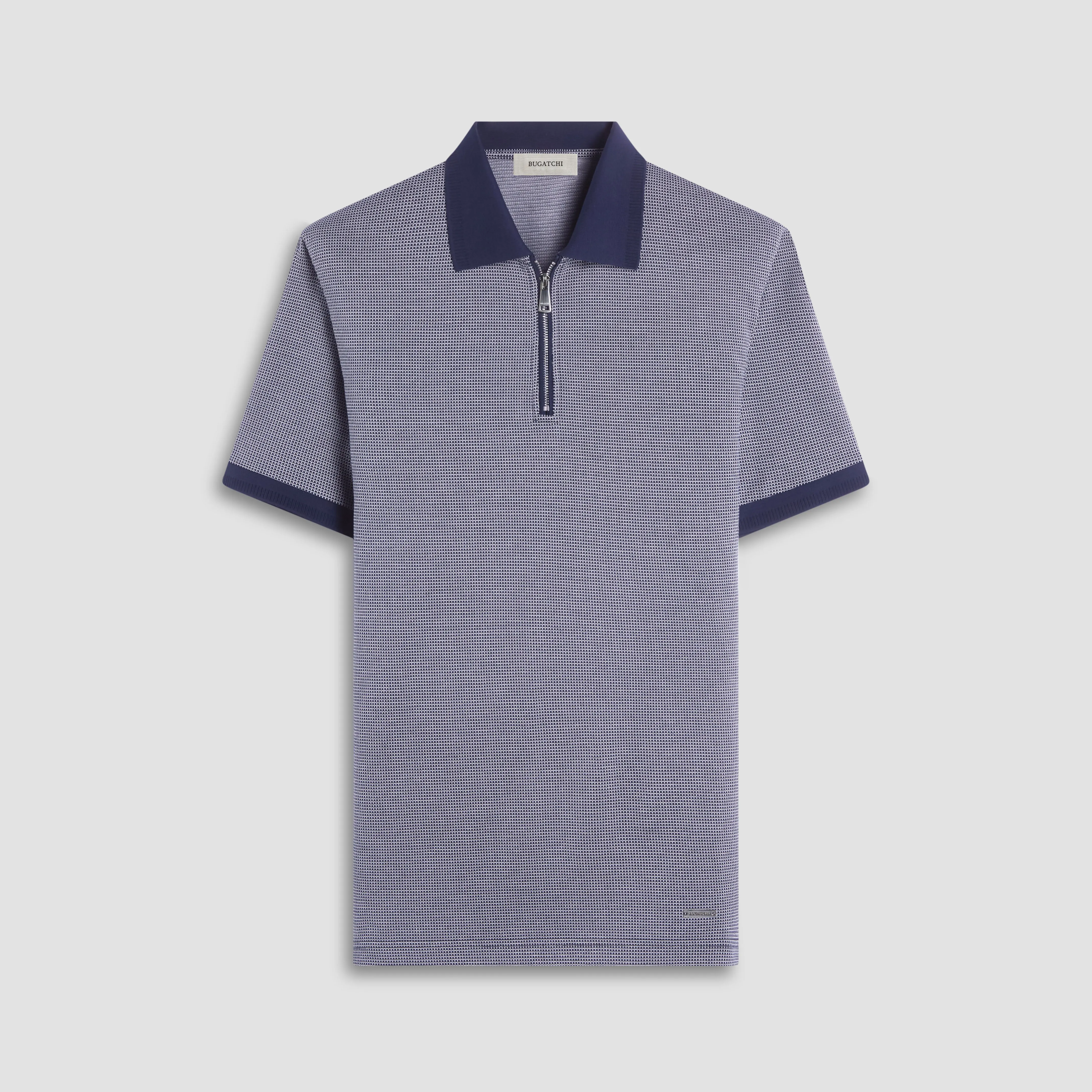 Micro Check Quarter-Zip Polo Shirt sold by Bugatchi