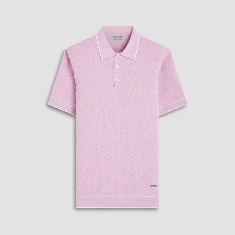 Basket Stitch Three Button Polo Sweater sold by Bugatchi